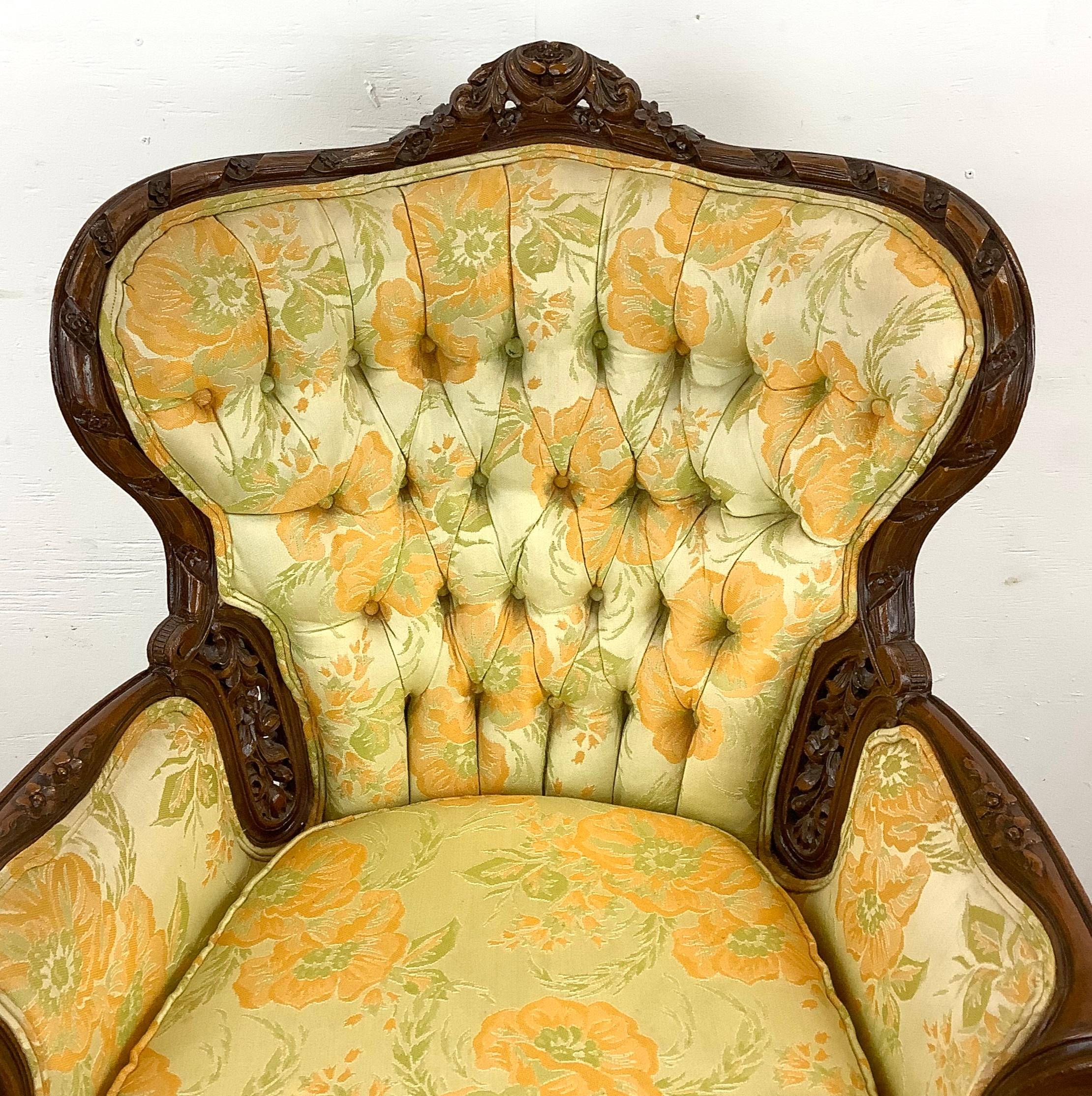 Other Louis XV Style Vintage Wingback Armchair For Sale