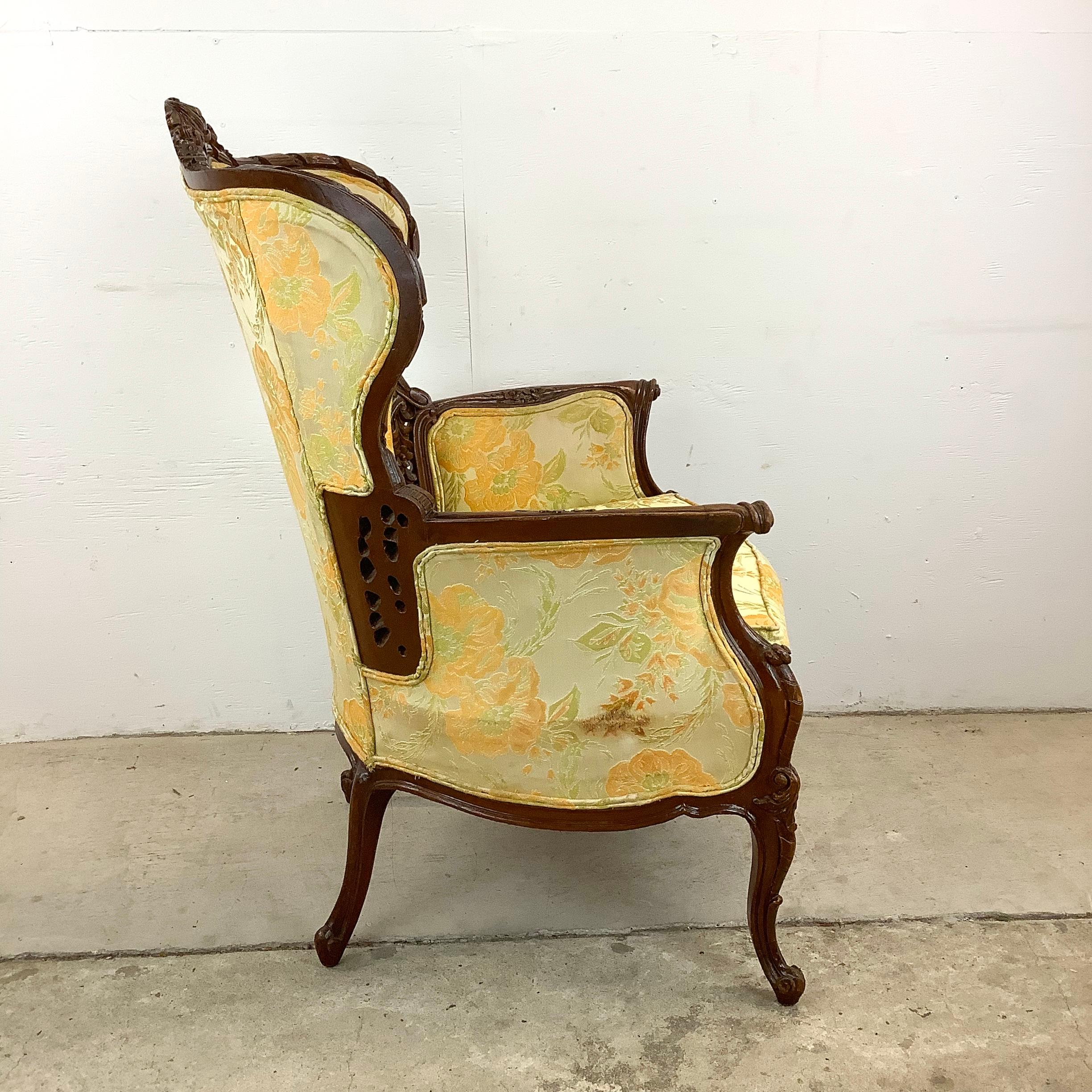 20th Century Louis XV Style Vintage Wingback Armchair For Sale