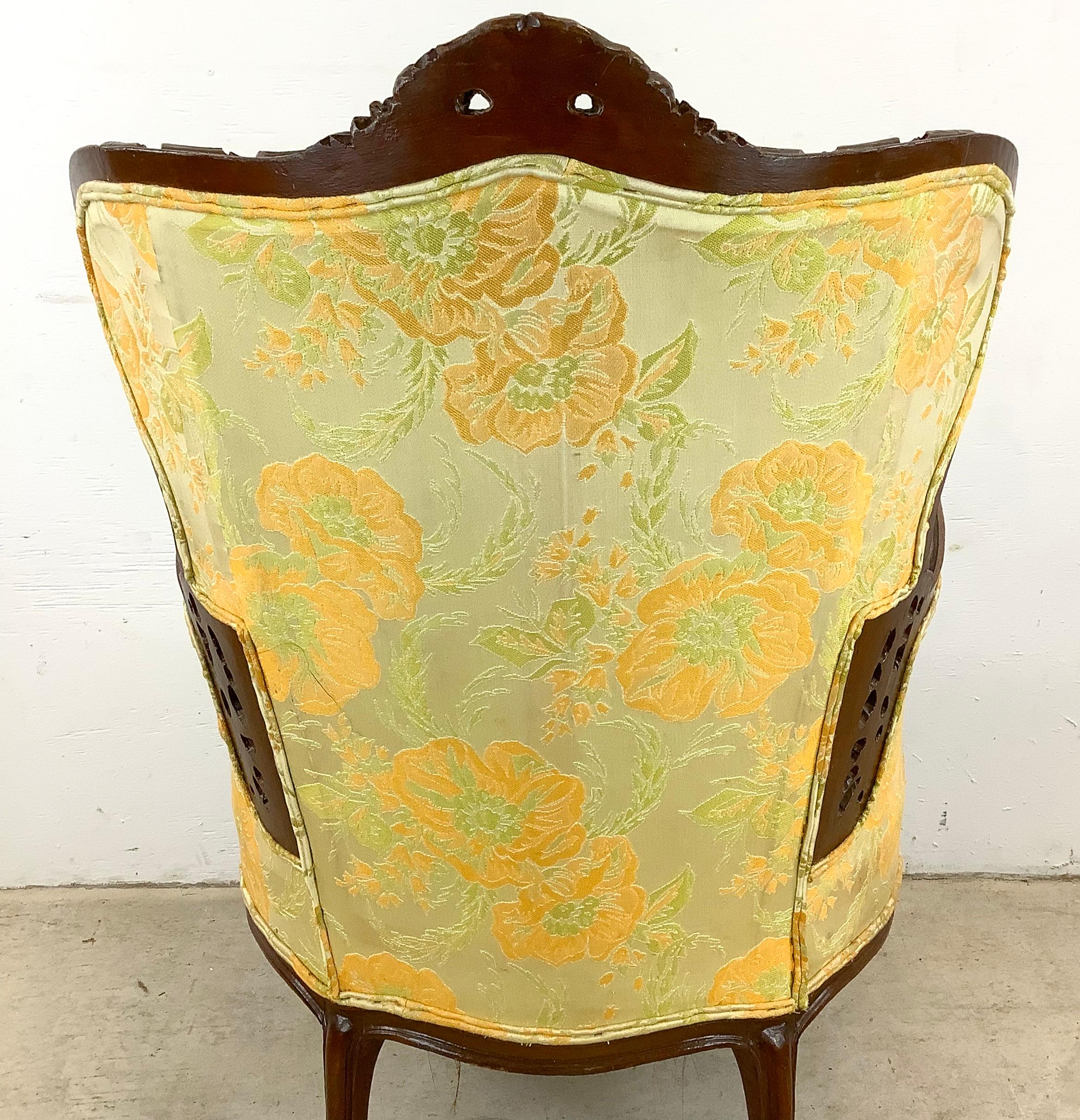Louis XV Style Vintage Wingback Armchair For Sale 1