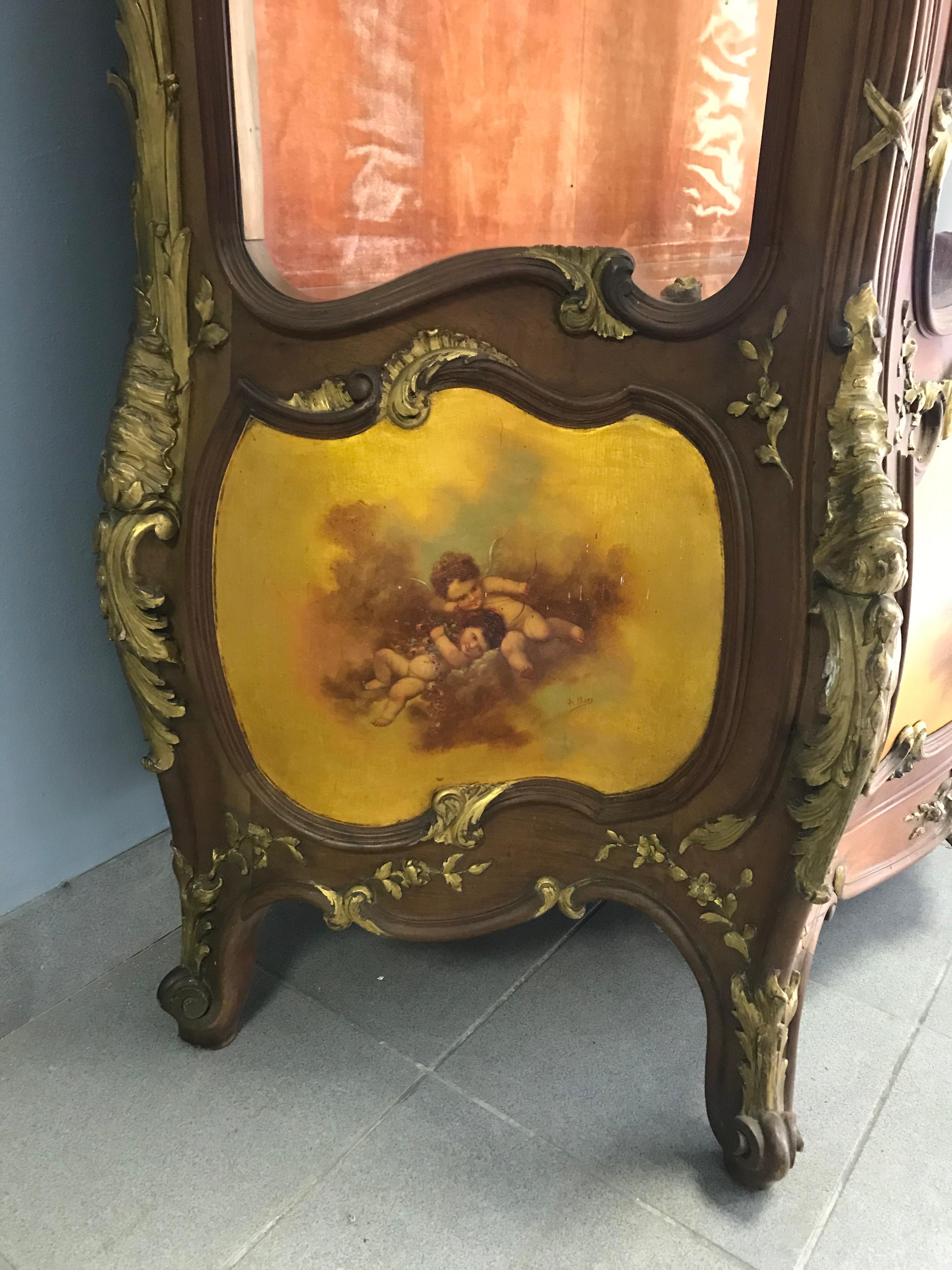 Louis XV Style Vitrine Vernis Martin 1890 lock signed by P. Keul Paris France For Sale 3