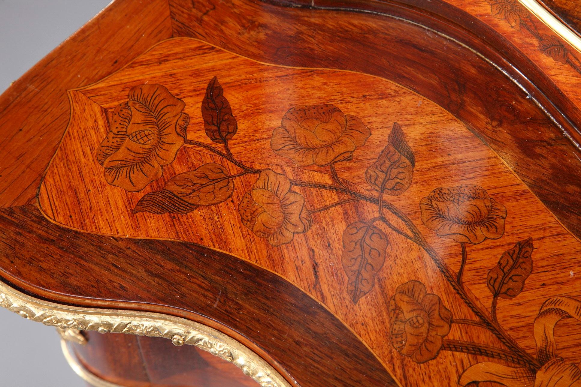 Louis XV-Style Vitrine with Marquetry Decoration For Sale 12
