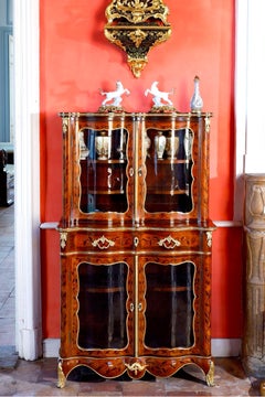 Louis XV-Style Vitrine with Marquetry Decoration, 19th century