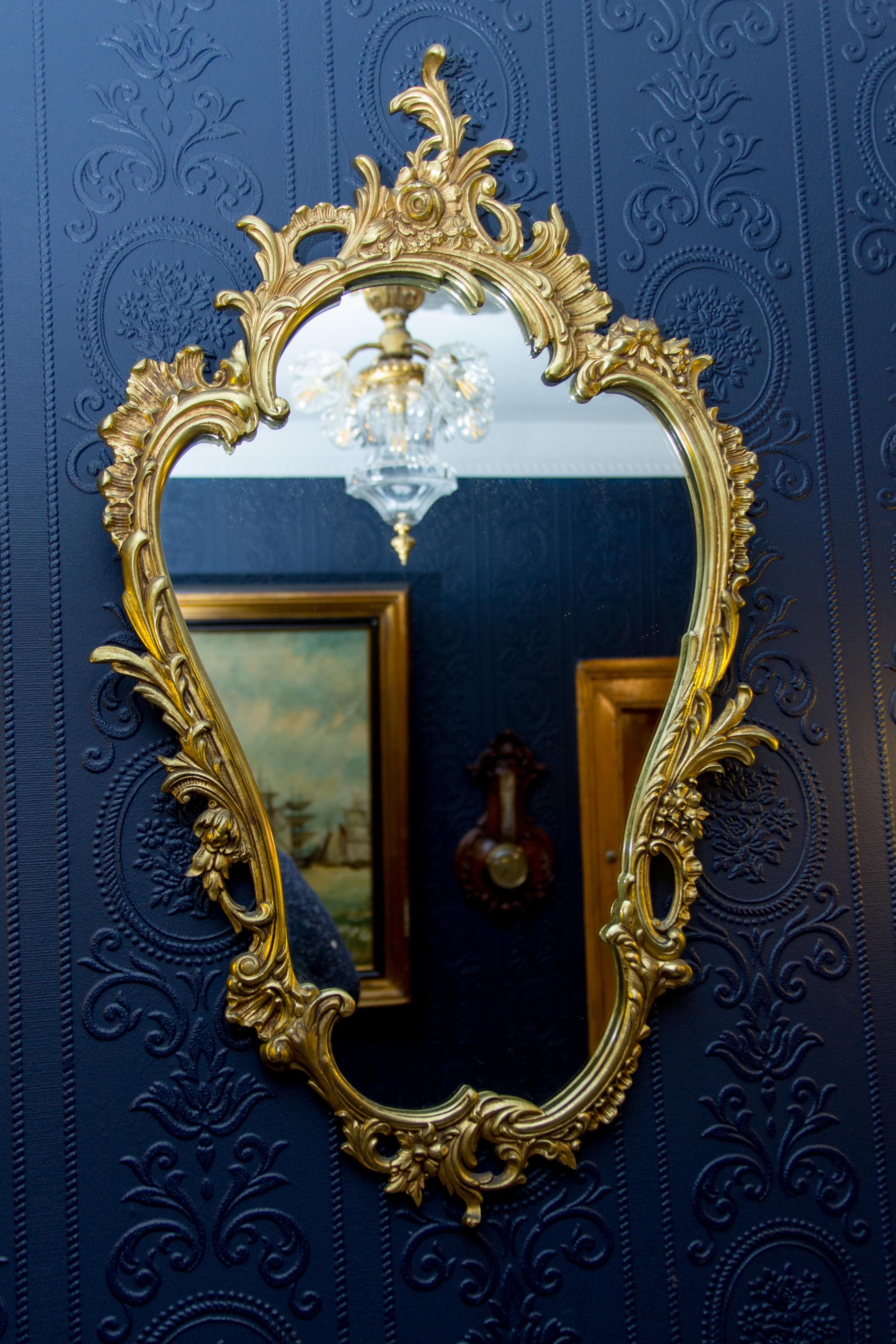 French Louis XV Style Wall Mirror in Bronze 7