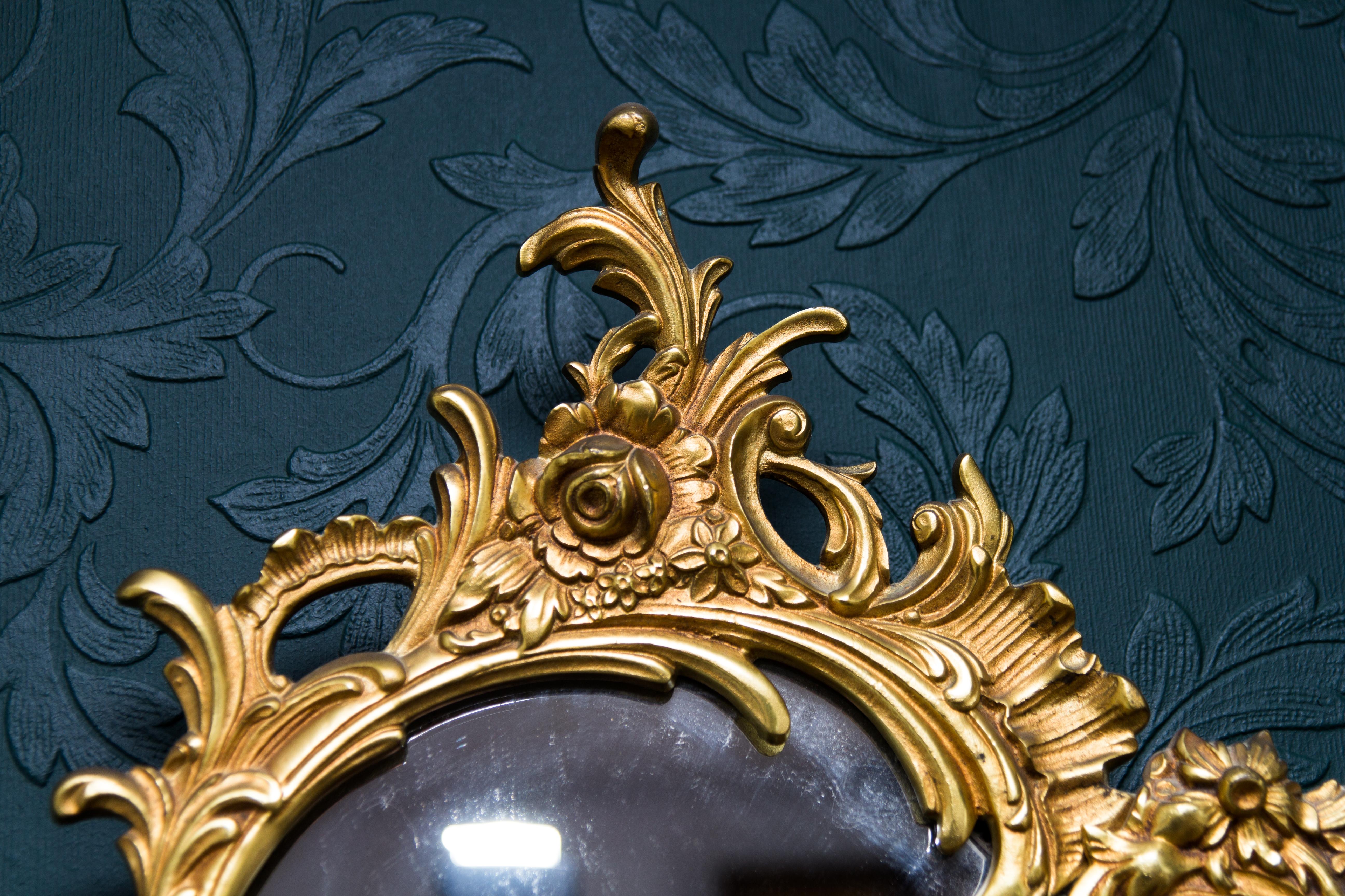 French Louis XV Style Wall Mirror in Bronze 11