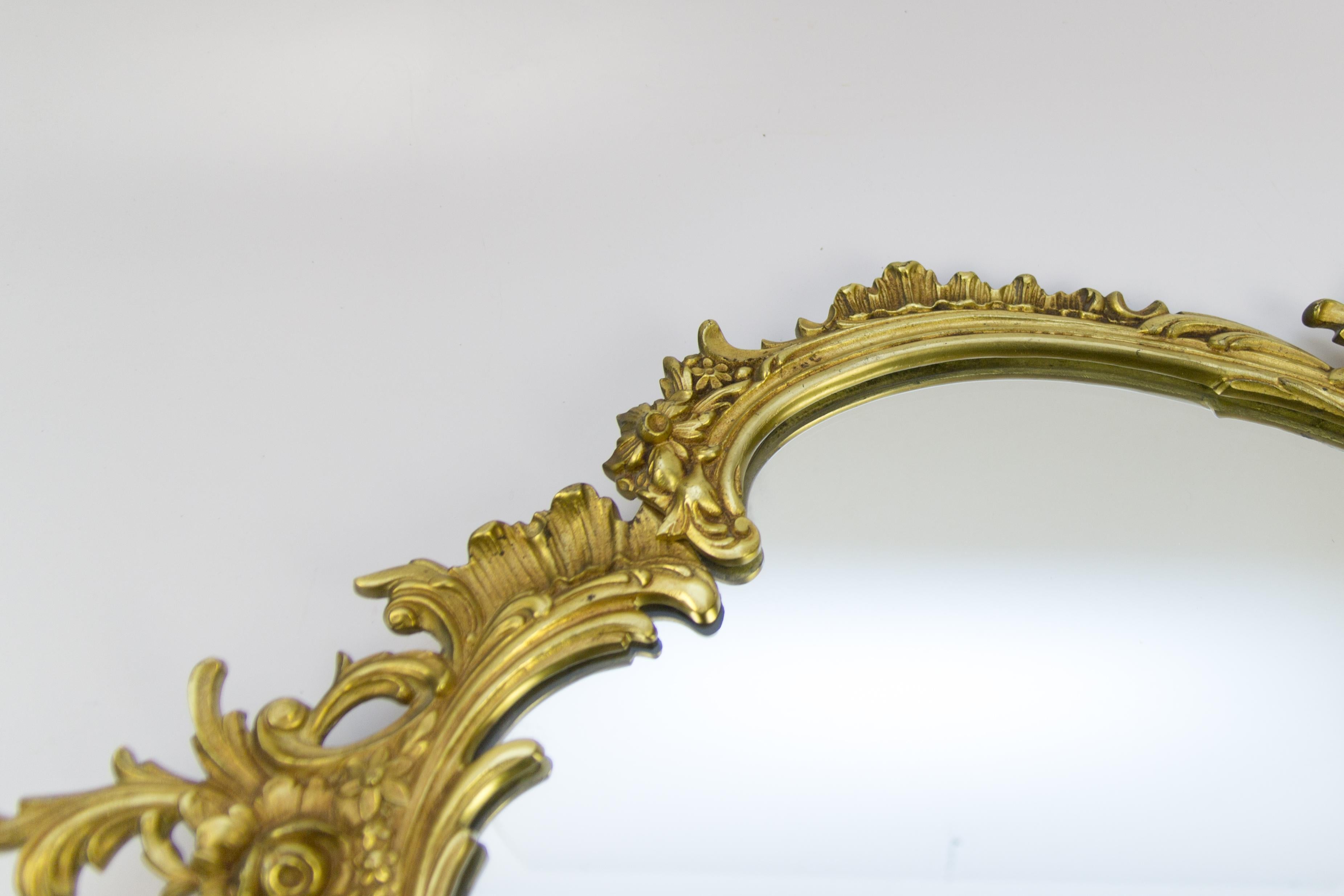Mid-20th Century French Louis XV Style Wall Mirror in Bronze