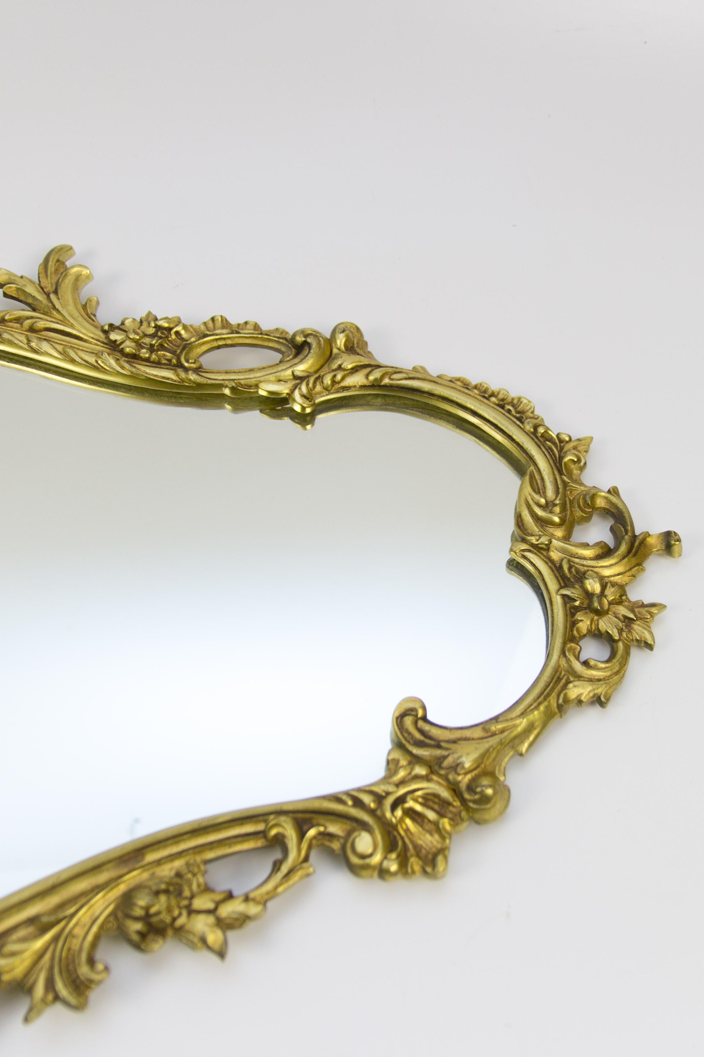 French Louis XV Style Wall Mirror in Bronze 1