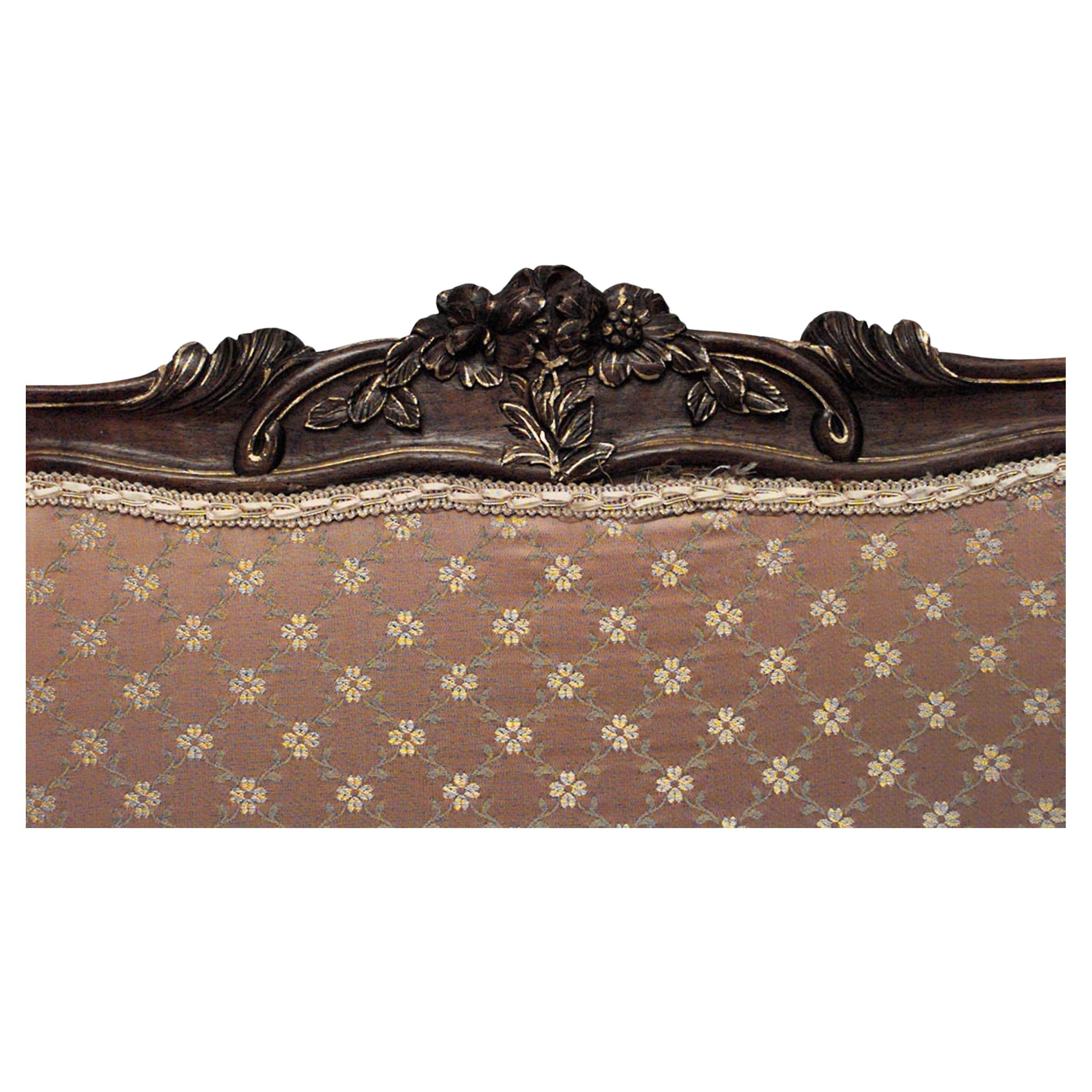 Louis XV Style Walnut 3-Fold Screen with Upholstered Panels