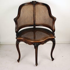 Louis XV Style Walnut and Caned French Provincial Bergere