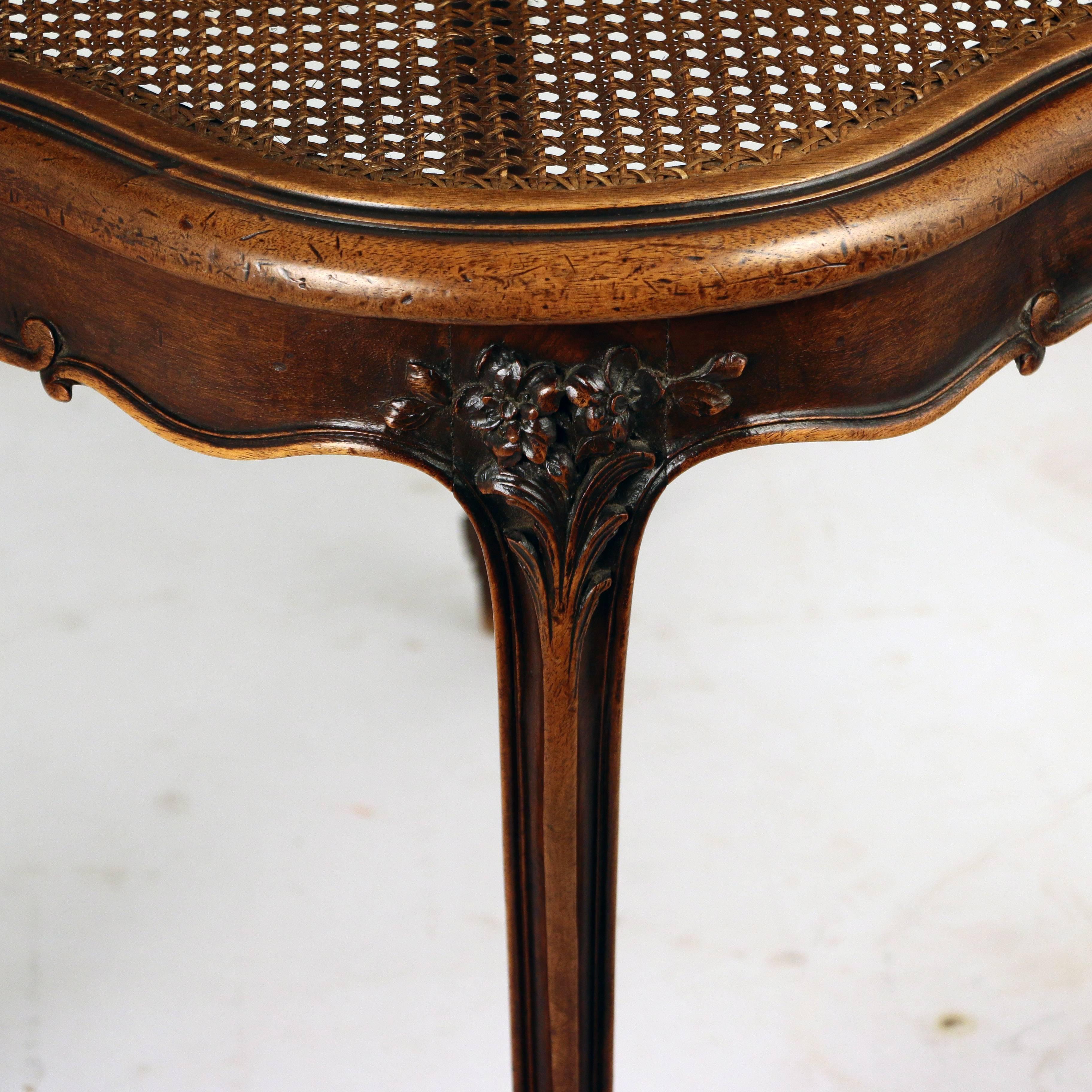 Louis XV Style Walnut and Caned French Provincial Bergere For Sale 2