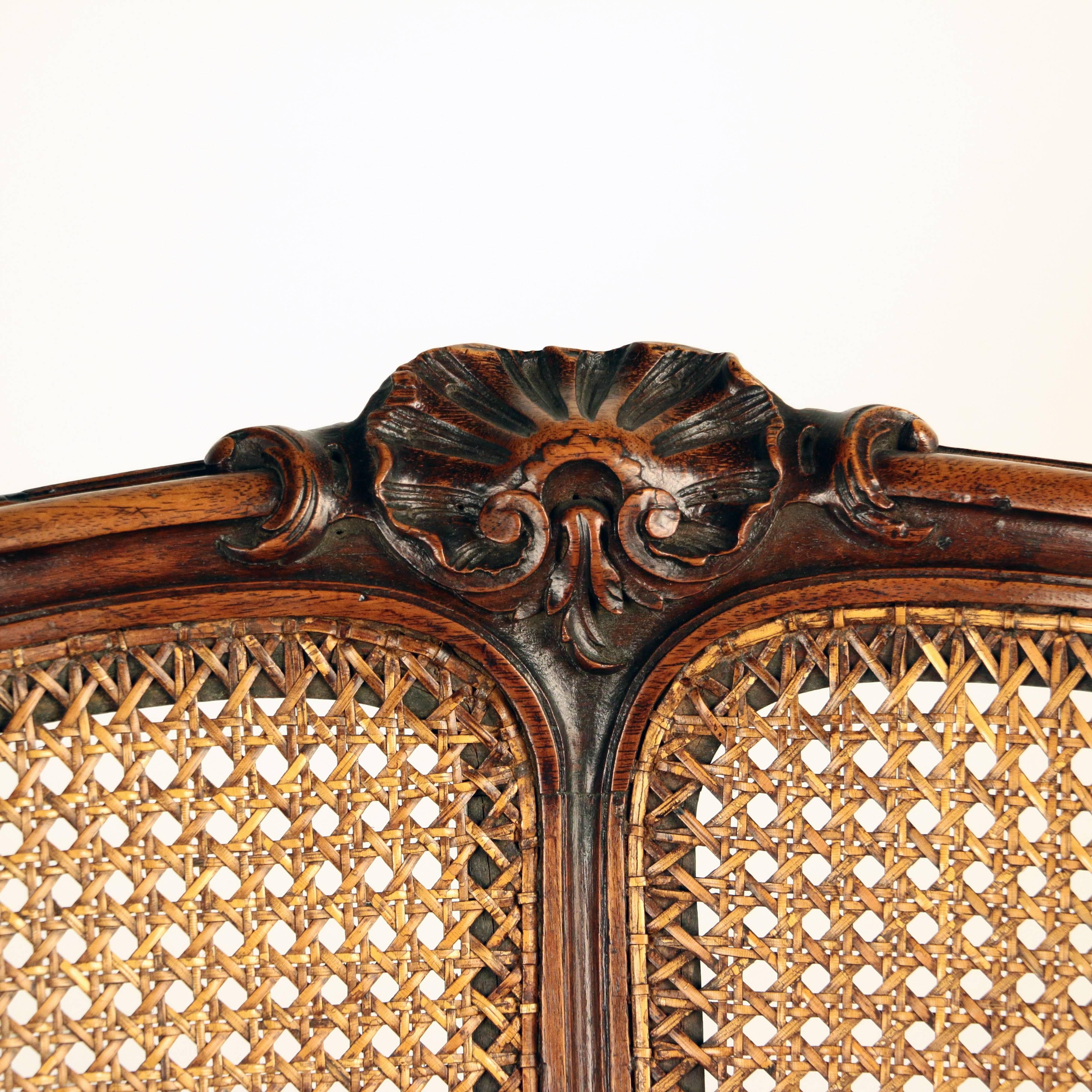Louis XV Style Walnut and Caned French Provincial Bergere For Sale 3