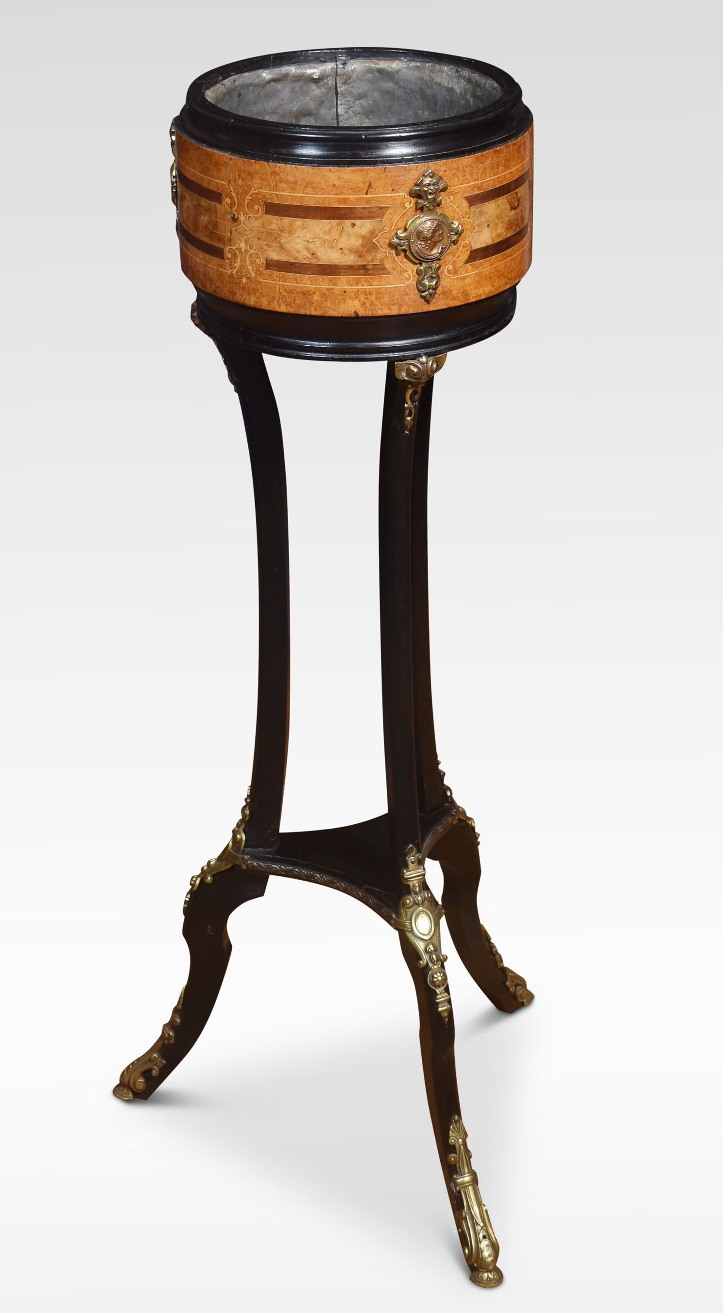 Louis XV style walnut and ebonised jardiniere For Sale