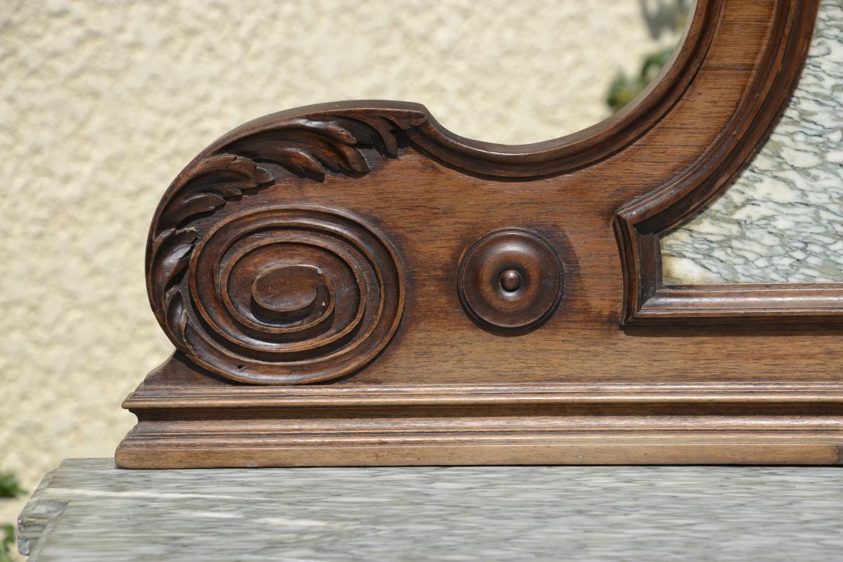 French Louis XV Style, Walnut and Marble Carved Cabinet, 19th Century For Sale