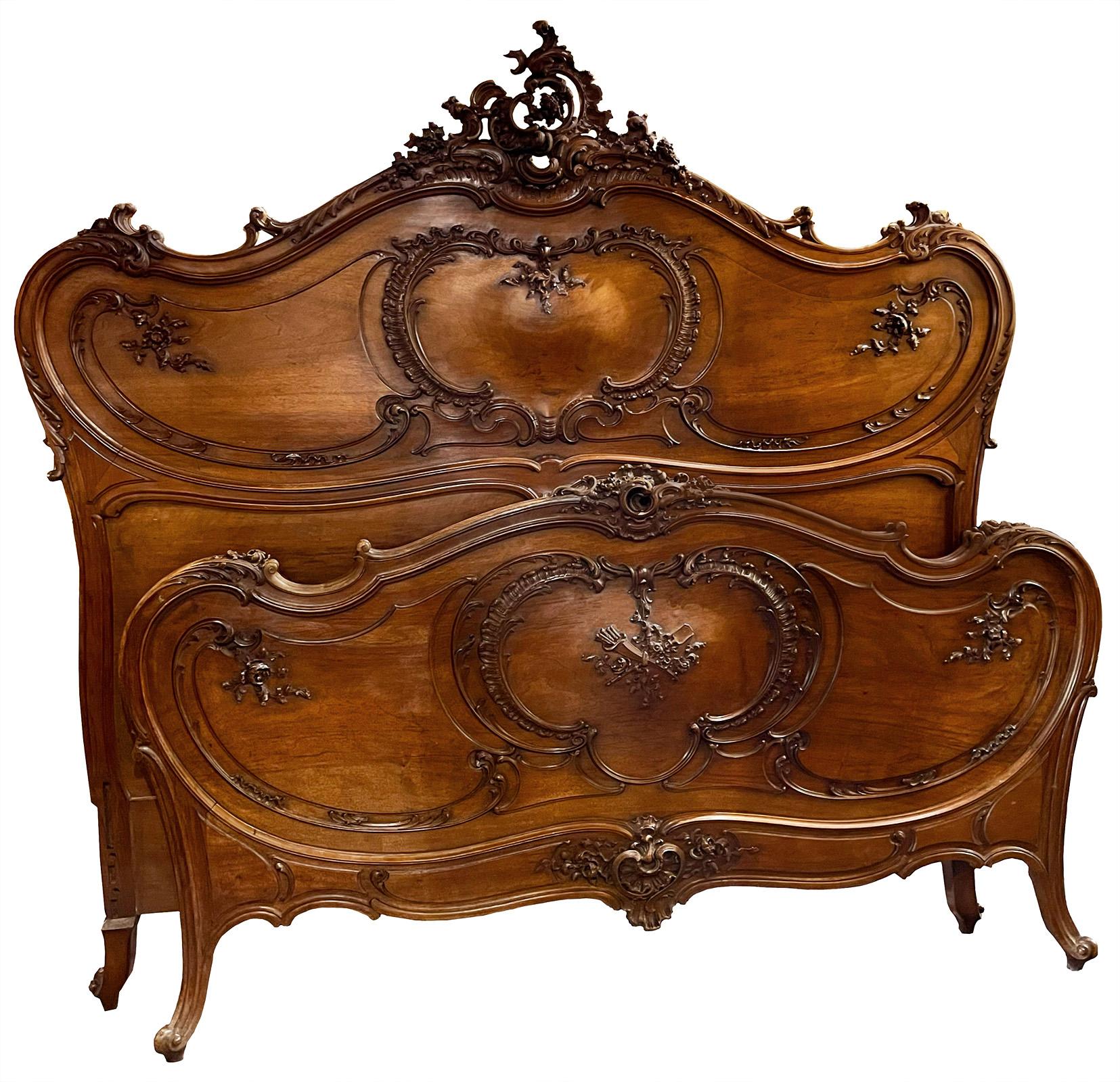 French Louis XV Style Walnut Bedroom Suite For Sale