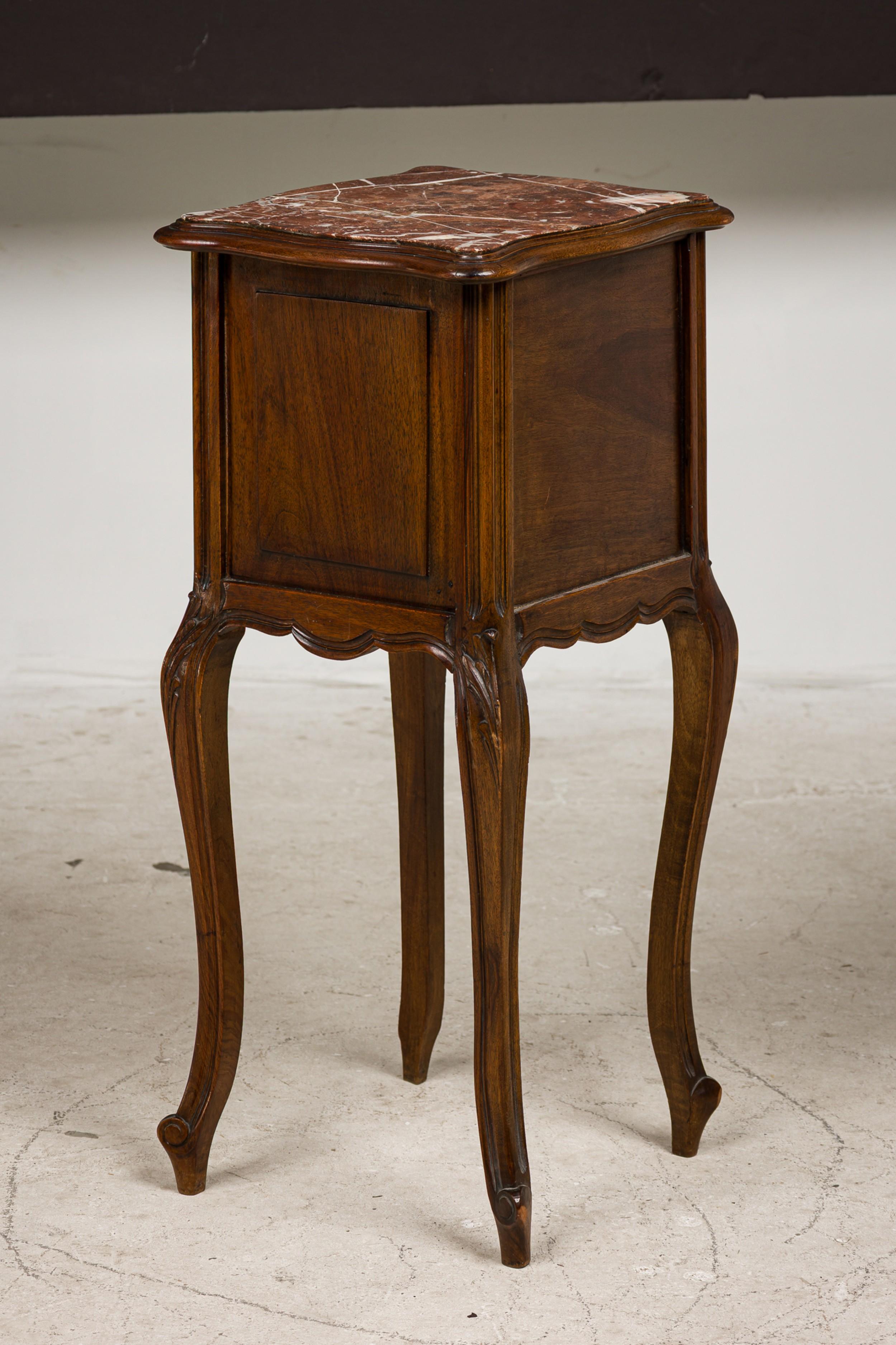 Carved Louis XV style walnut bedside commode For Sale
