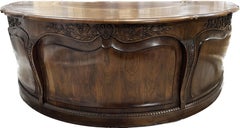 Louis XV Style Walnut Carved Serpentine Demilune Executive Desk