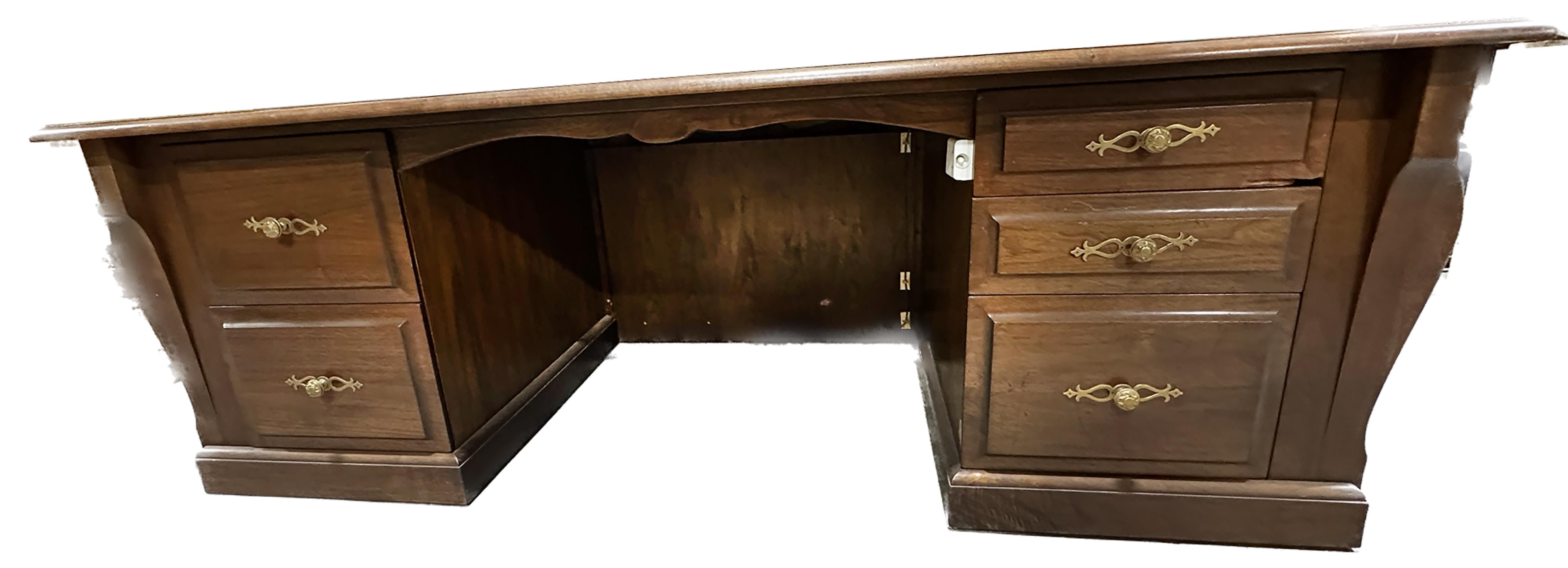 American Louis XV Style Walnut Carved Serpentine Demilune Executive Desk For Sale