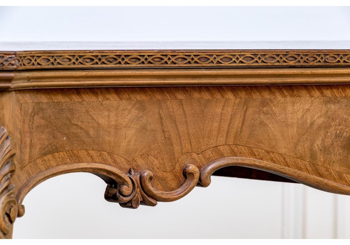Louis XV Style Walnut Cross Banded Flip Top Console For Sale 5