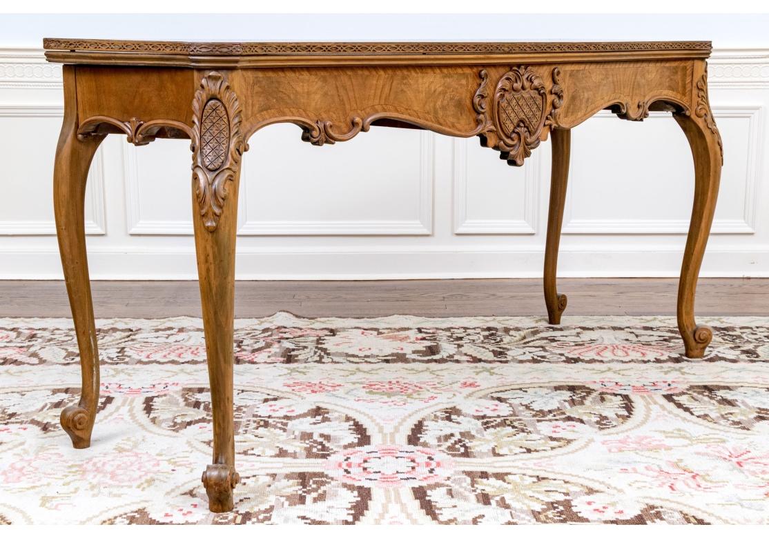 Louis XV Style Walnut Cross Banded Flip Top Console For Sale 6