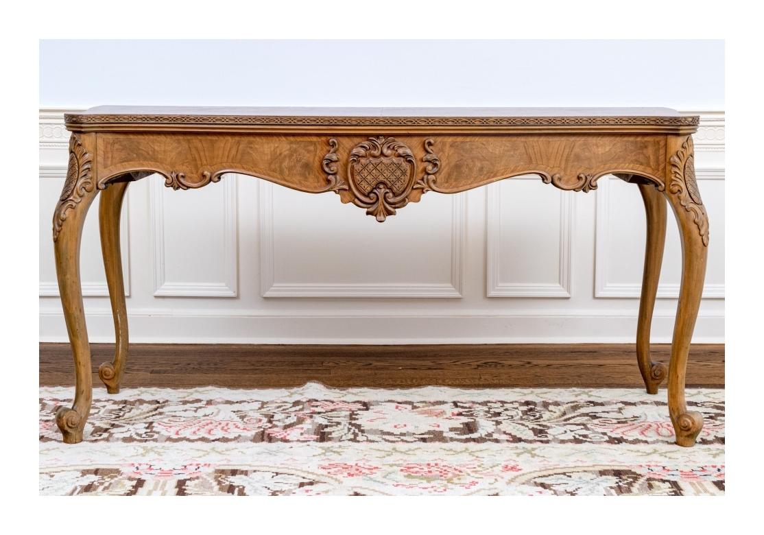 Louis XV Style Walnut Cross Banded Flip Top Console For Sale 7
