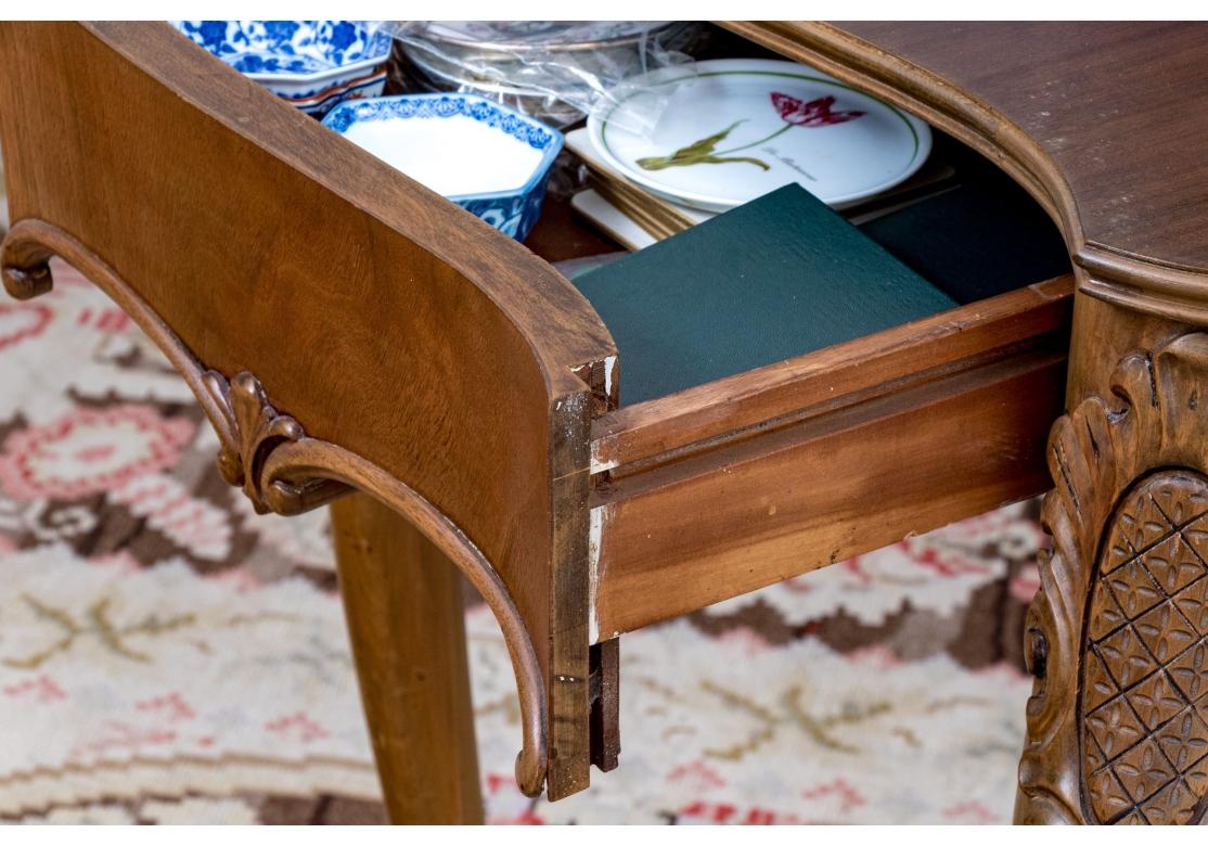 Louis XV Style Walnut Cross Banded Flip Top Console For Sale 1