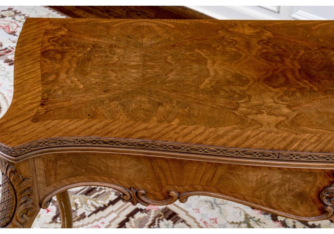 Louis XV Style Walnut Cross Banded Flip Top Console For Sale 3