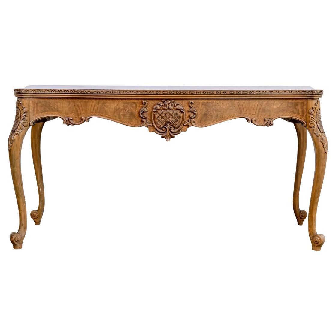 Louis XV Style Walnut Cross Banded Flip Top Console For Sale
