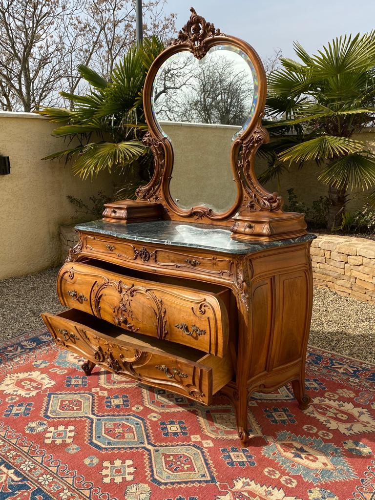 Louis XV Style Walnut Dresser-Dressing Table, 19th Century 8