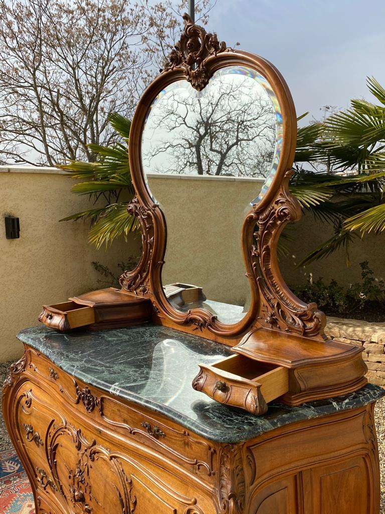 Louis XV Style Walnut Dresser-Dressing Table, 19th Century 9