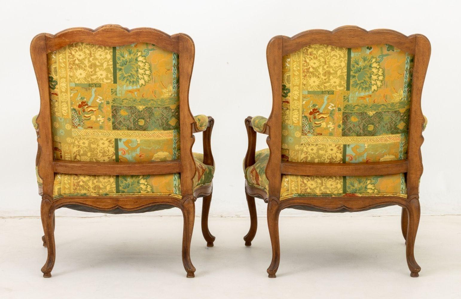 Louis XV Style Walnut Fauteuils, Pair For Sale 4