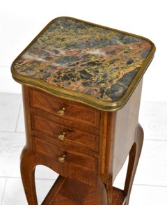 Louis XV Style Walnut & Gilt Metal Marble Topped Table of Small Proportions