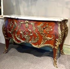 Louis XV Style Walnut Marquetry Commode