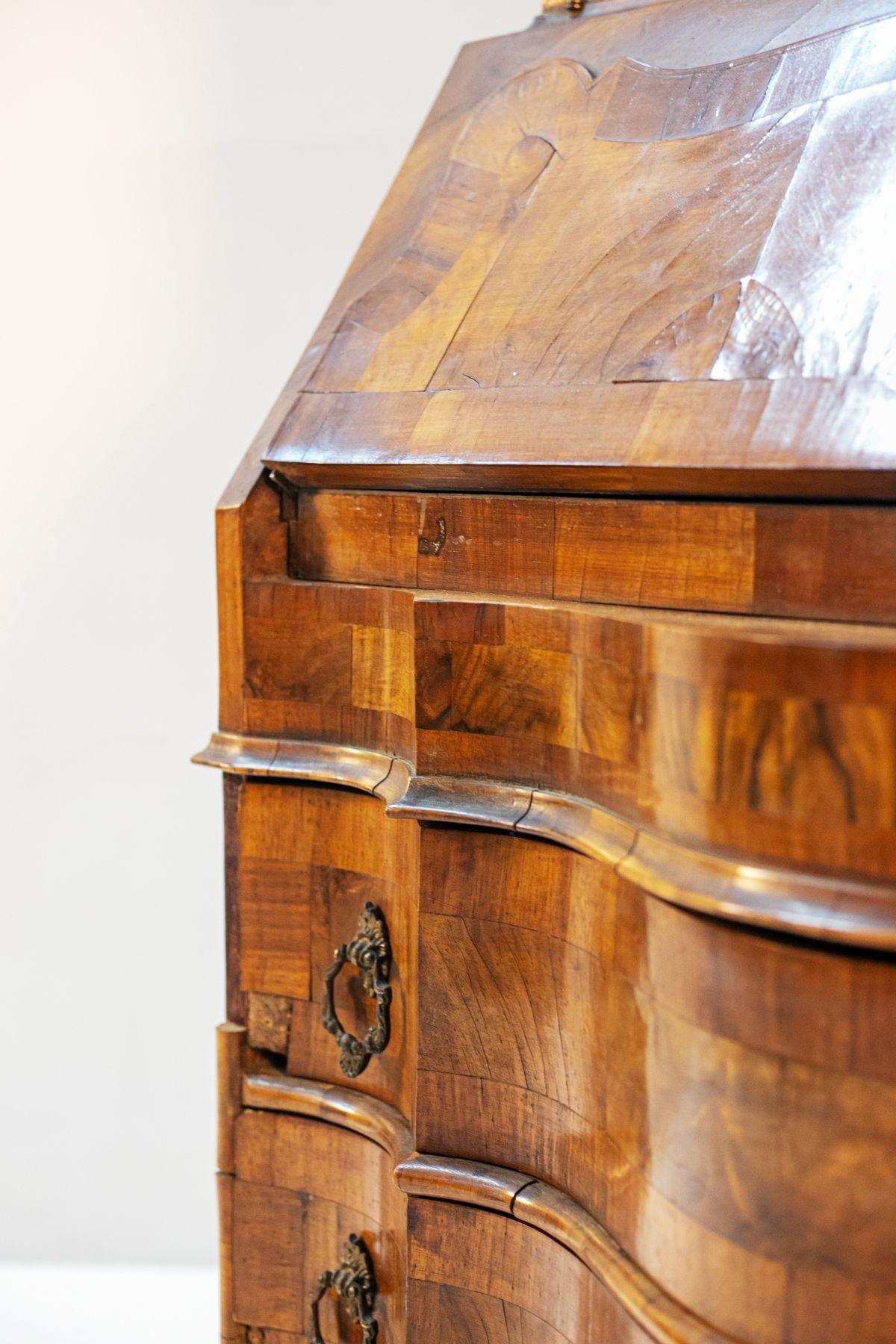 Empire Revival Louis XV Style Walnut Root Cabinet 19th Century For Sale