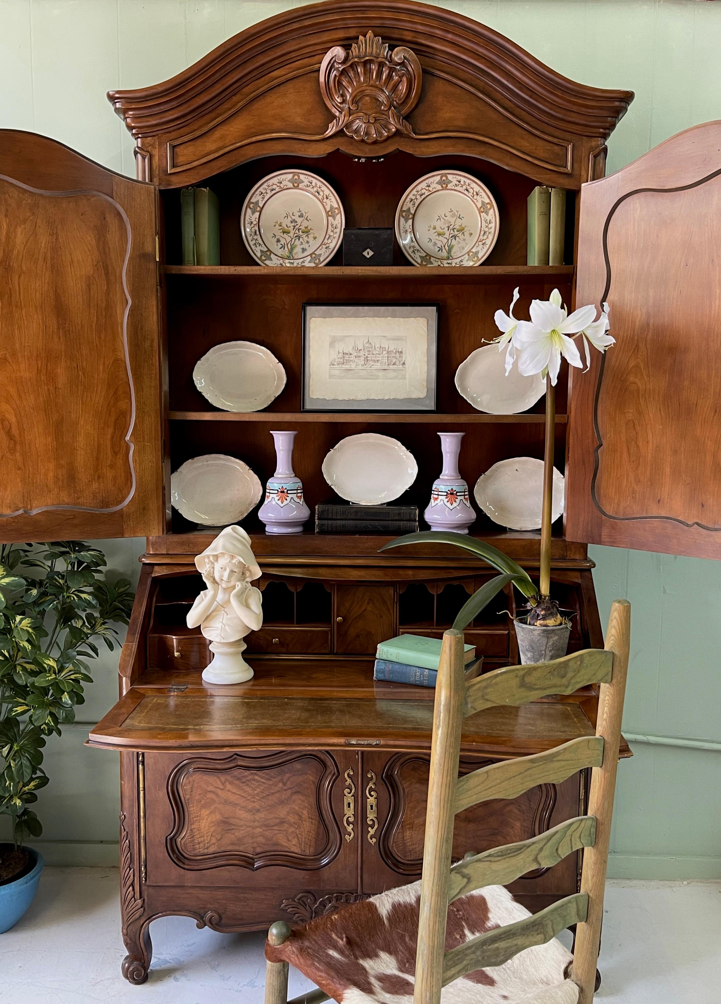 Louis XV Style Walnut Secretary by Baker Furniture For Sale 8