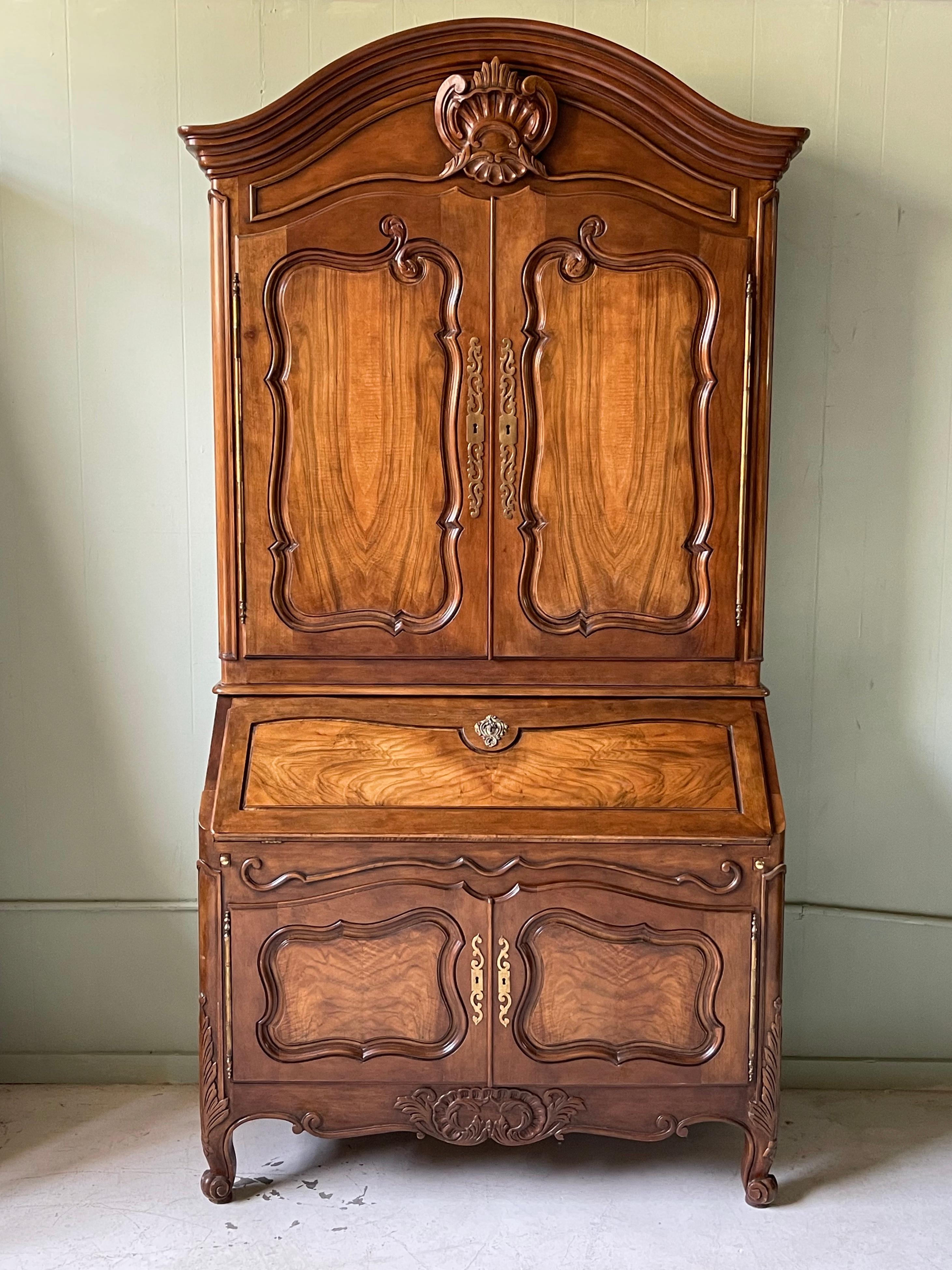 20th Century Louis XV Style Walnut Secretary by Baker Furniture For Sale