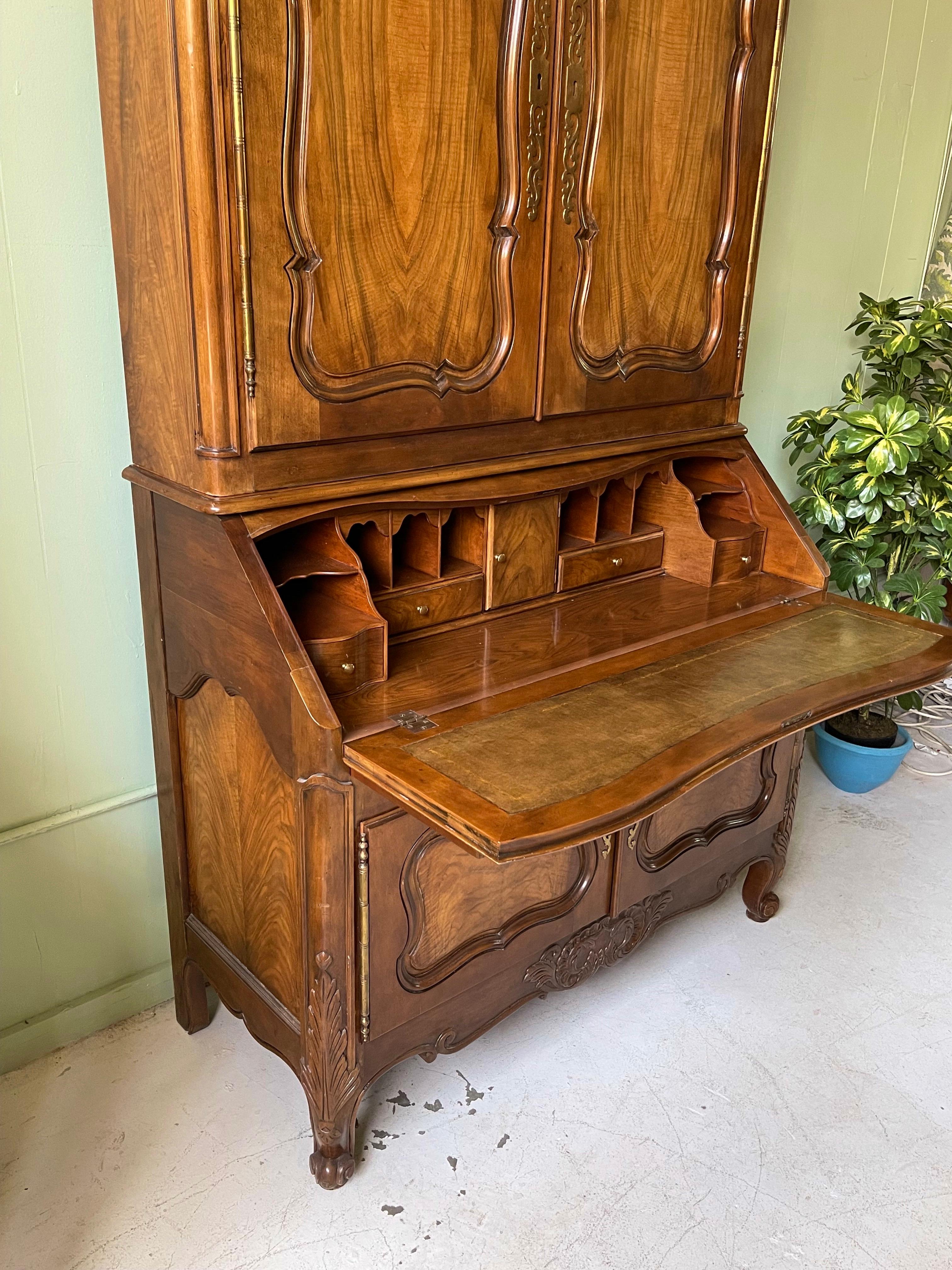 Louis XV Style Walnut Secretary by Baker Furniture For Sale 2