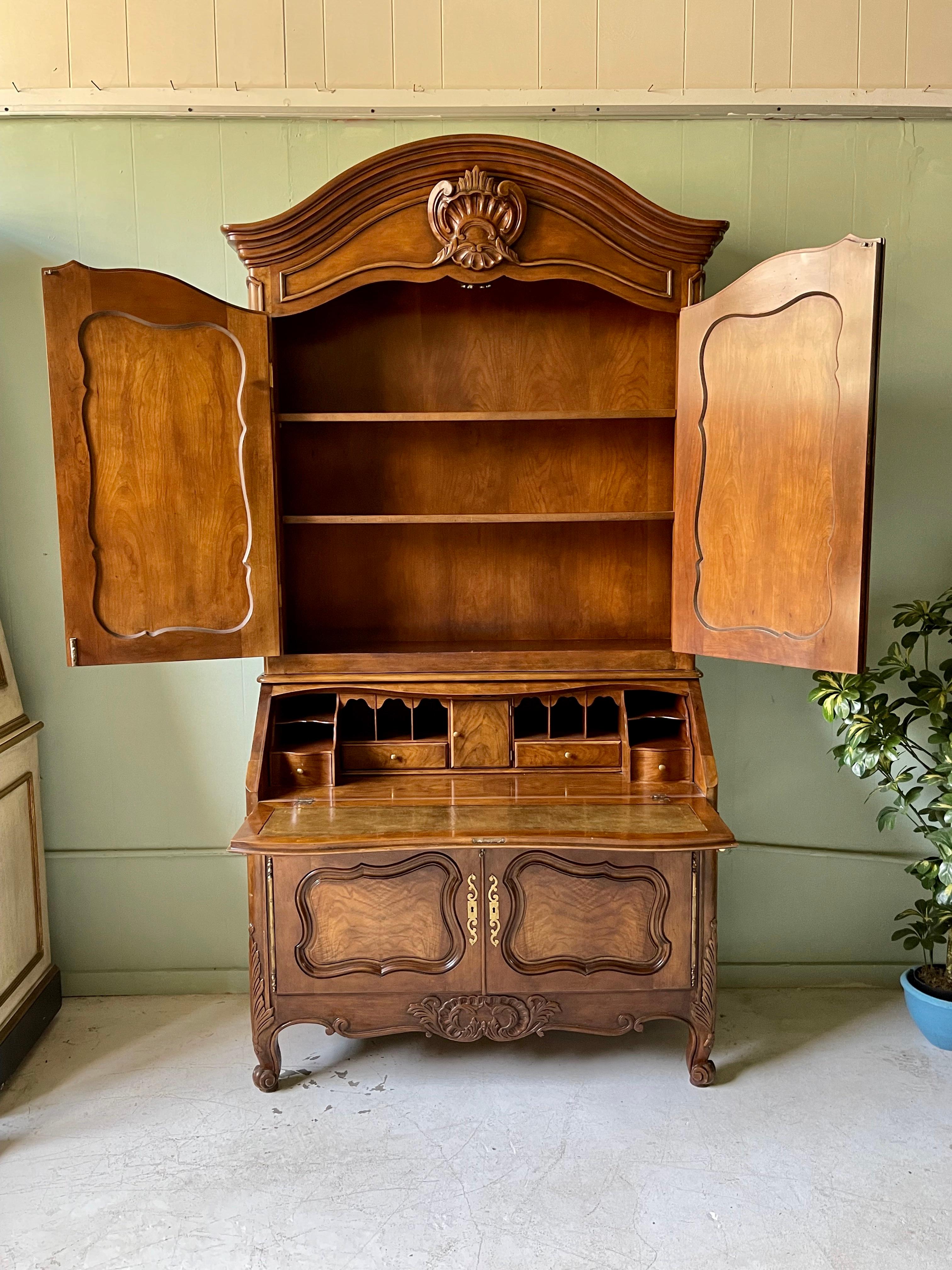 Louis XV Style Walnut Secretary by Baker Furniture For Sale 3