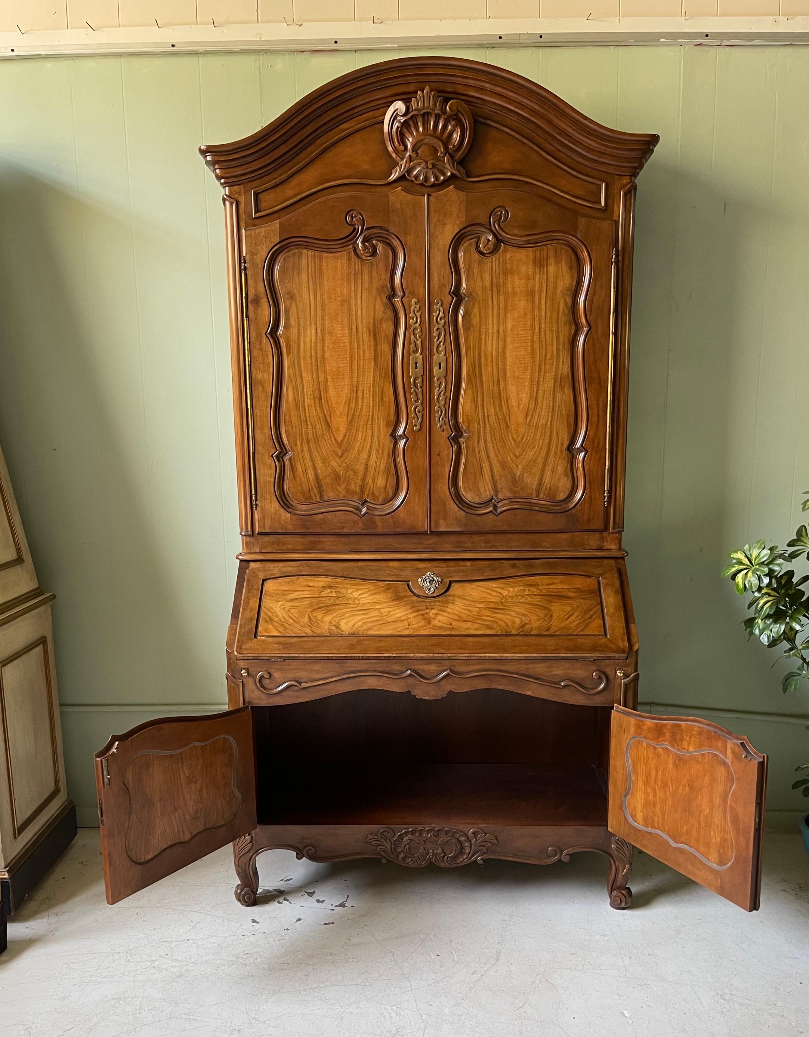 Louis XV Style Walnut Secretary by Baker Furniture For Sale 4