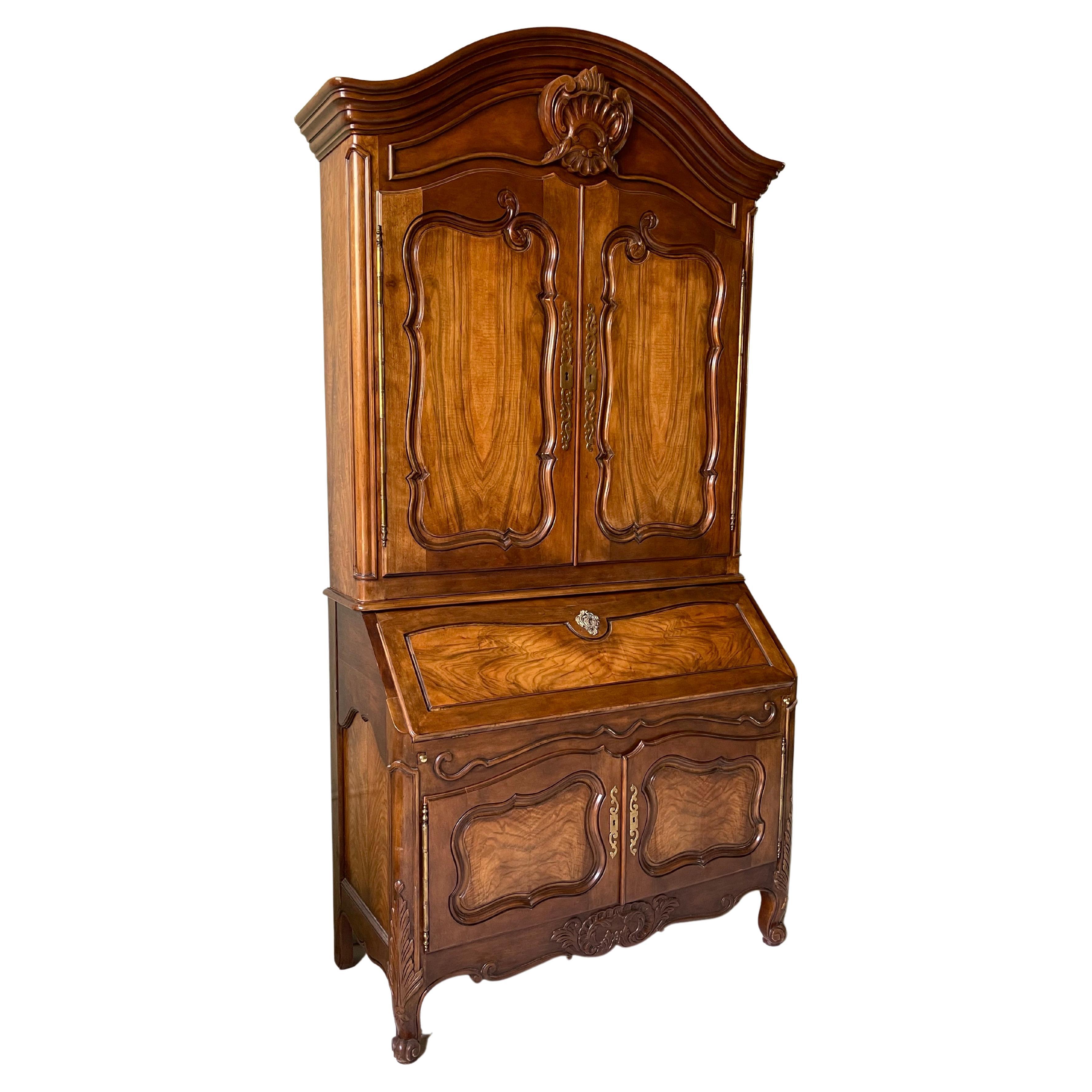 Louis XV Style Walnut Secretary by Baker Furniture