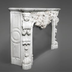 Louis XV Style White Carrara Marble Figural Fireplace