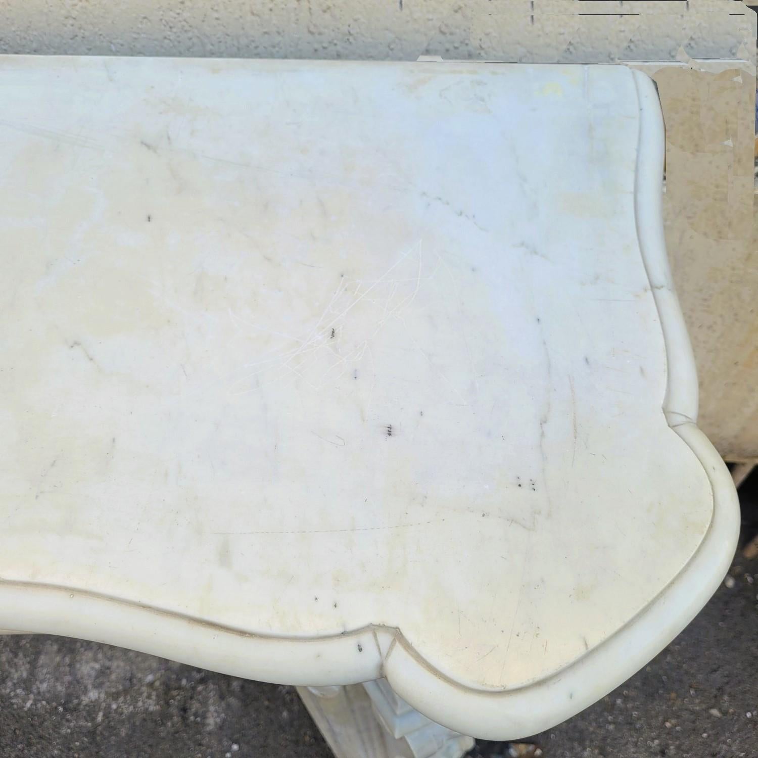 Louis XV Style White Marble Fireplace, 19th Century For Sale 9