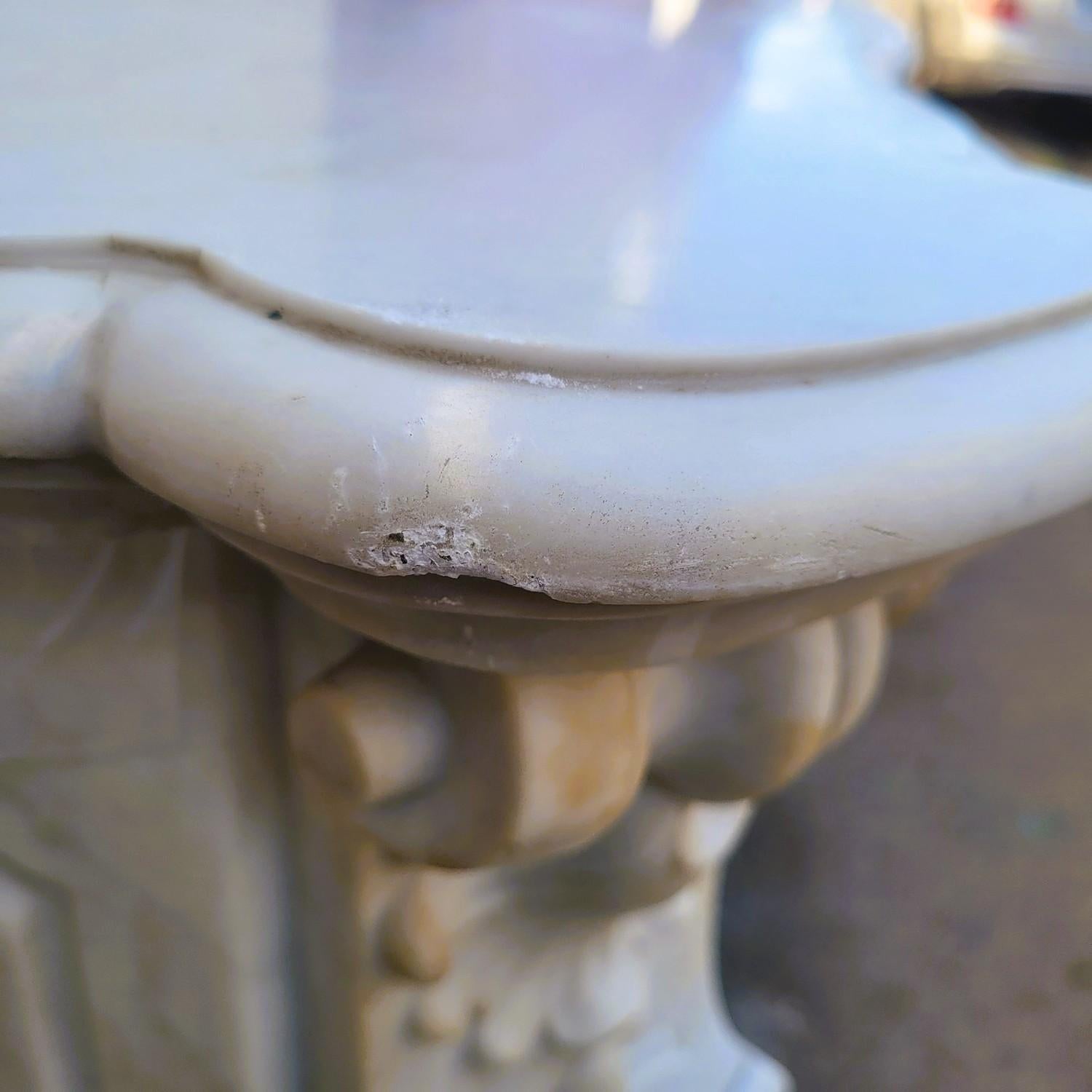 Louis XV Style White Marble Fireplace, 19th Century For Sale 13
