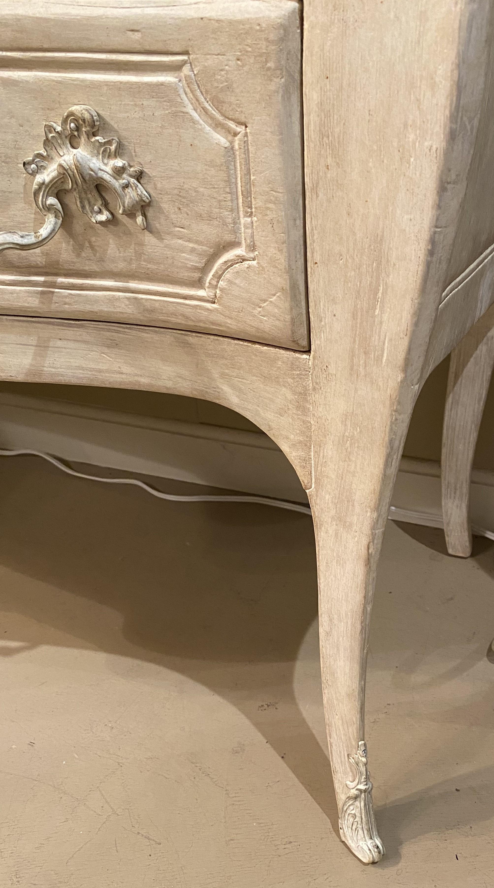 Louis XV Style White Washed Commode with Levanto Marble Top 2