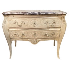 Louis XV Style White Washed Commode with Levanto Marble Top