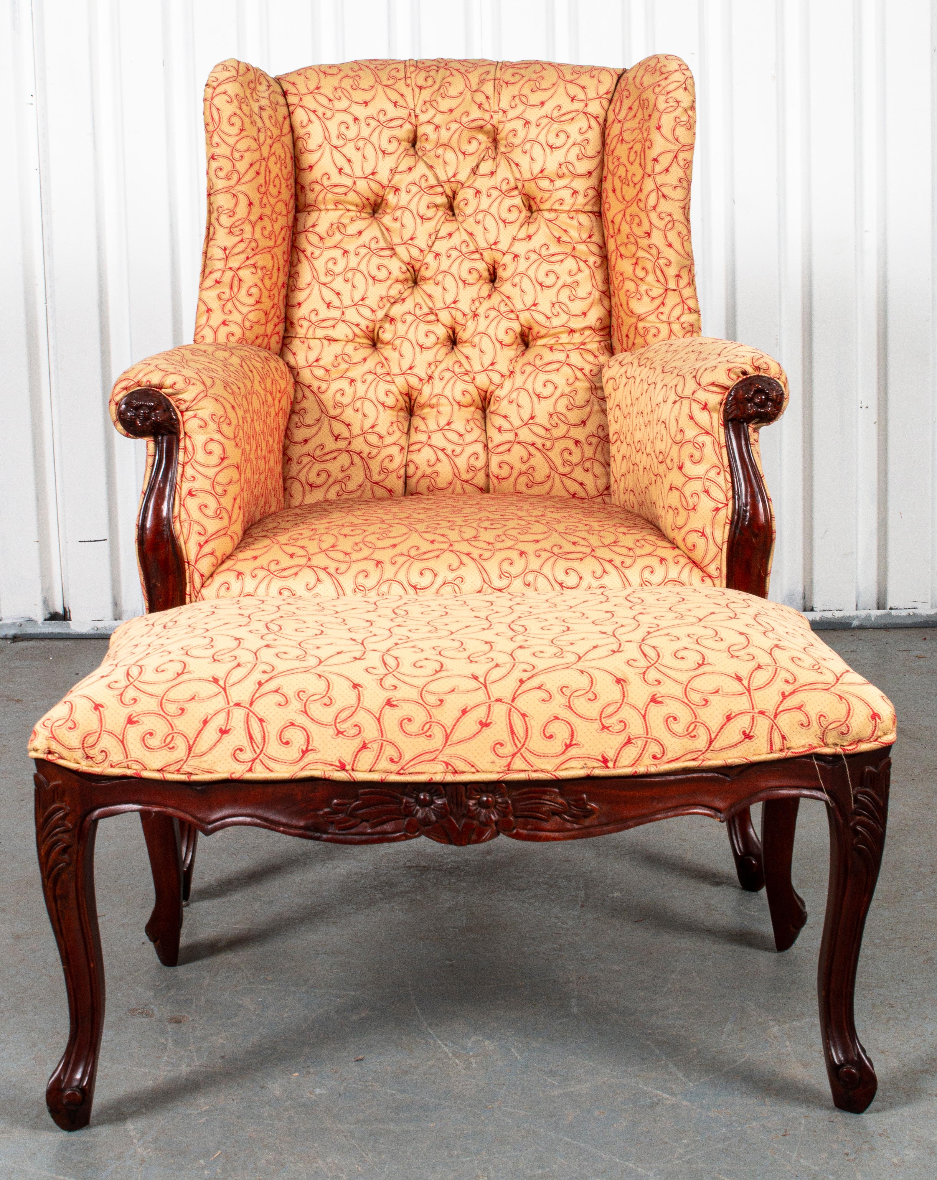 Louis XV Style Wingchair and Ottoman 1