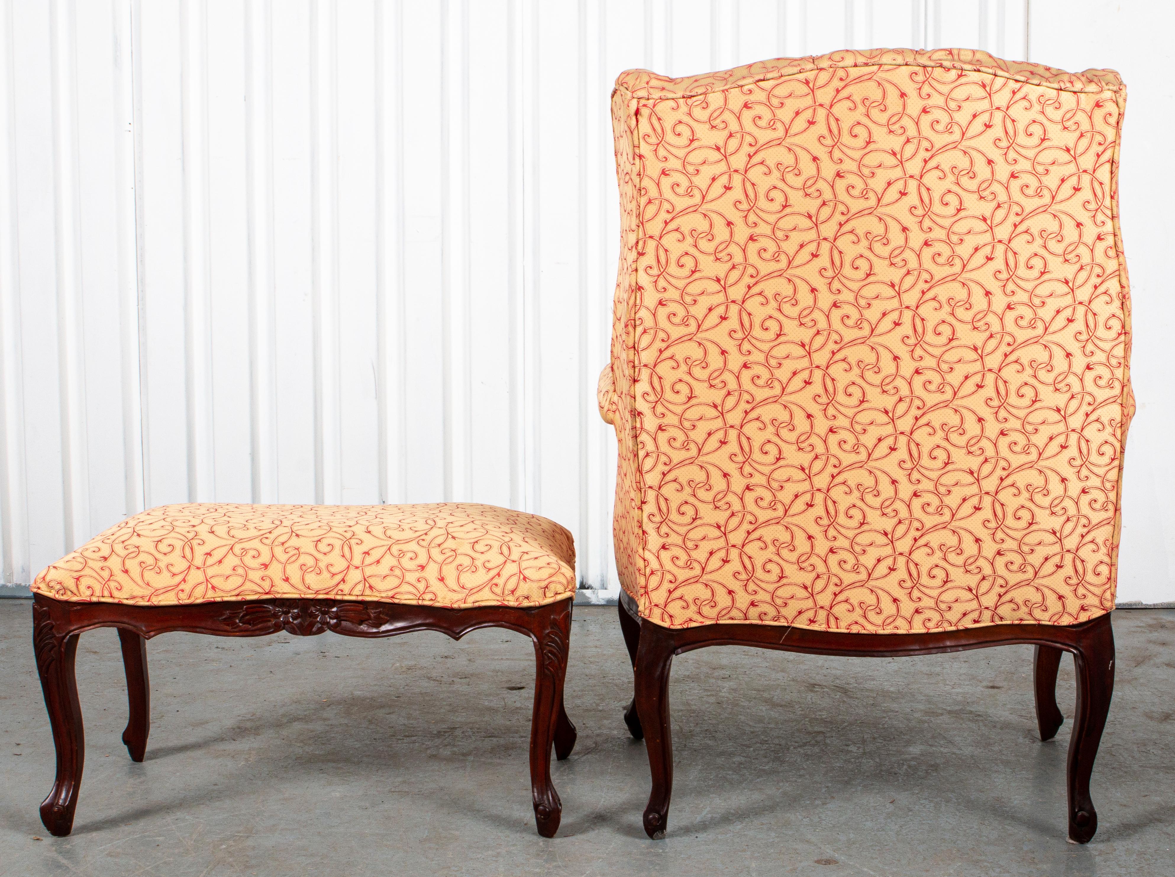 Louis XV Style Wingchair and Ottoman 2