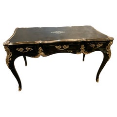 Escritorio estilo Luis XV /bureau plat acabado lacado negro