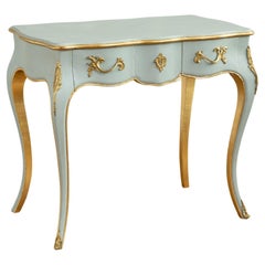 Louis XV Style Writing Desk with Serpentine Legs Painted with Gold Highlights