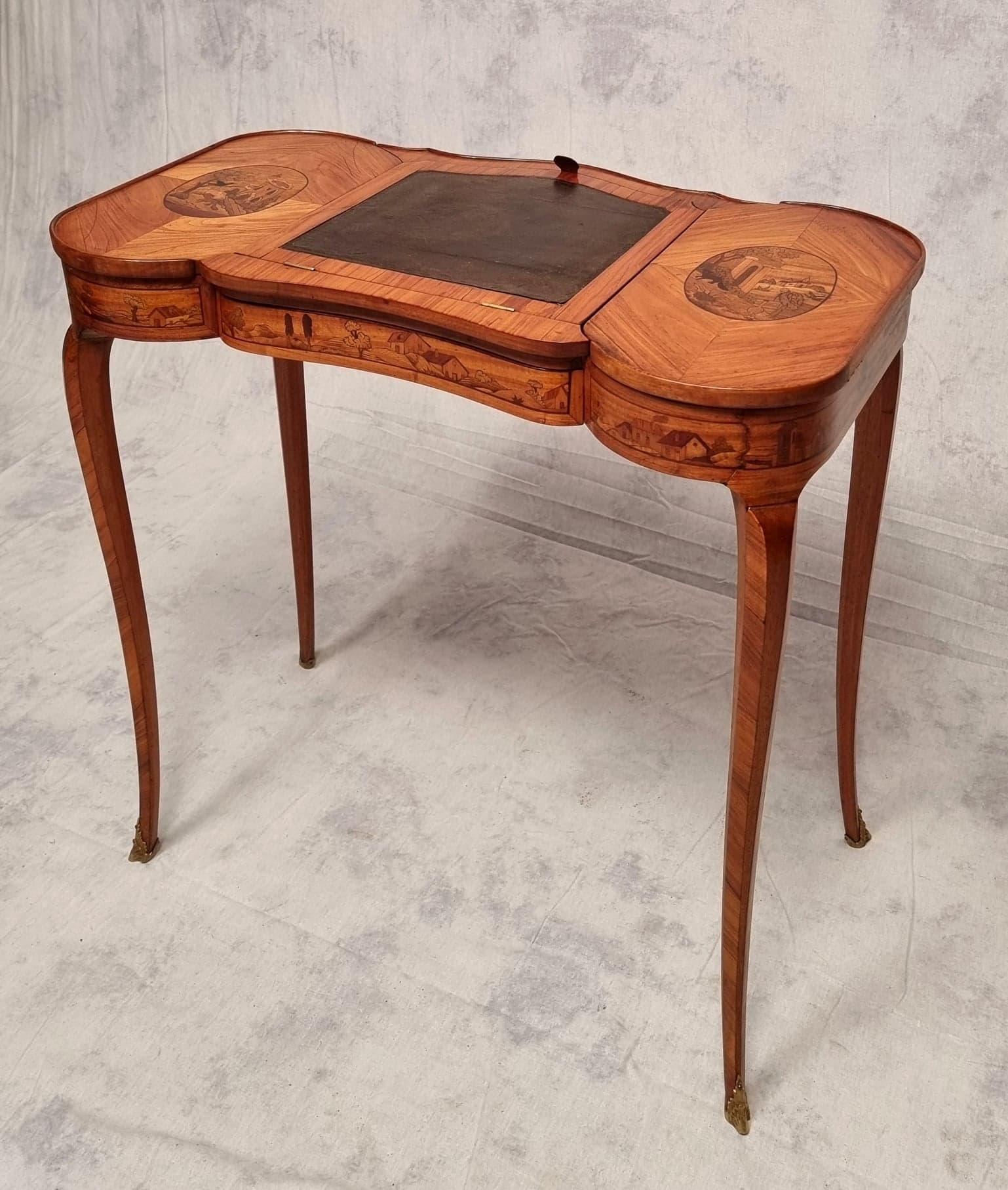 Table à écrire de style Louis XV, bois de rose, XIXe siècle en vente 8