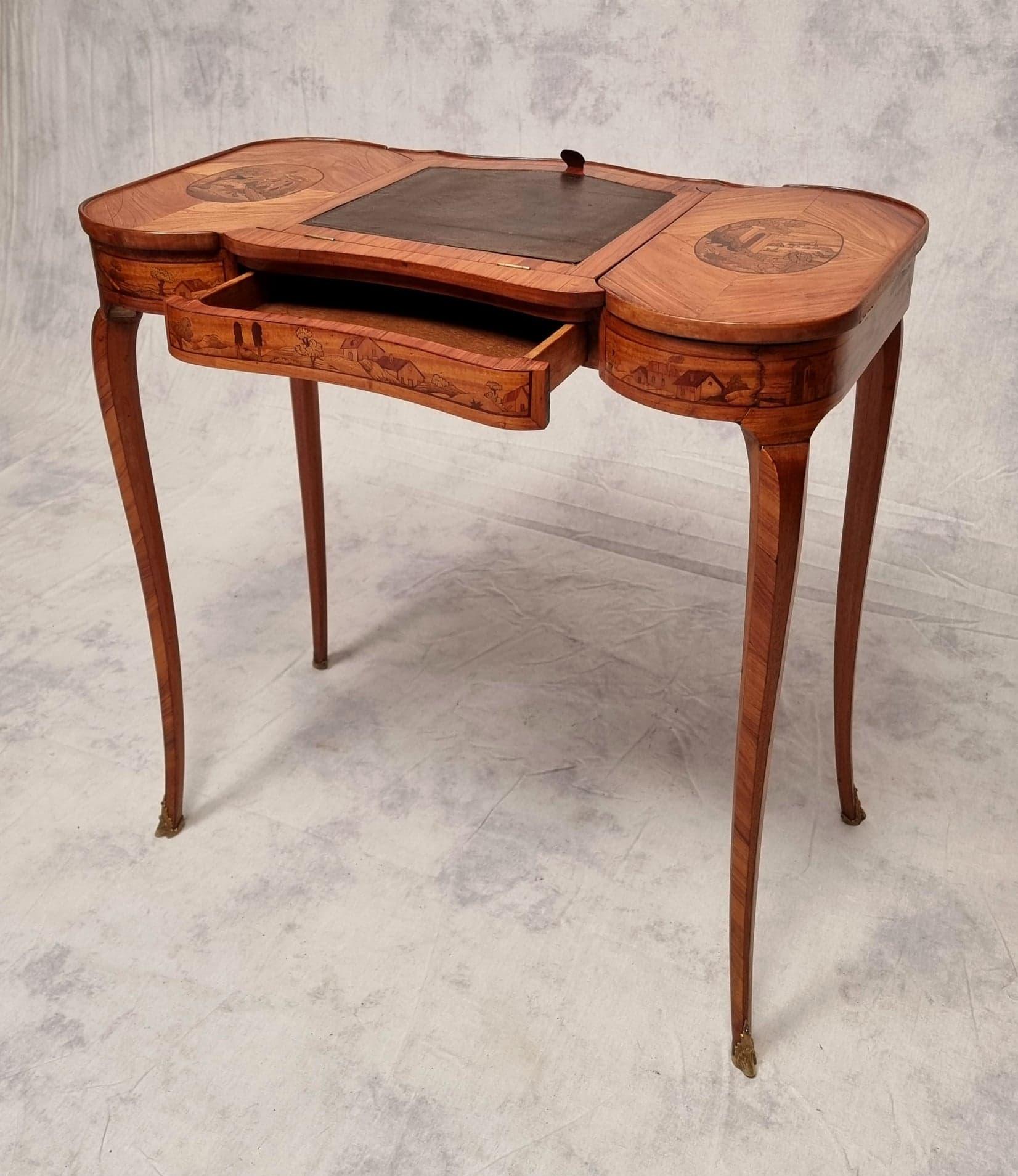 Table à écrire de style Louis XV, bois de rose, XIXe siècle en vente 11