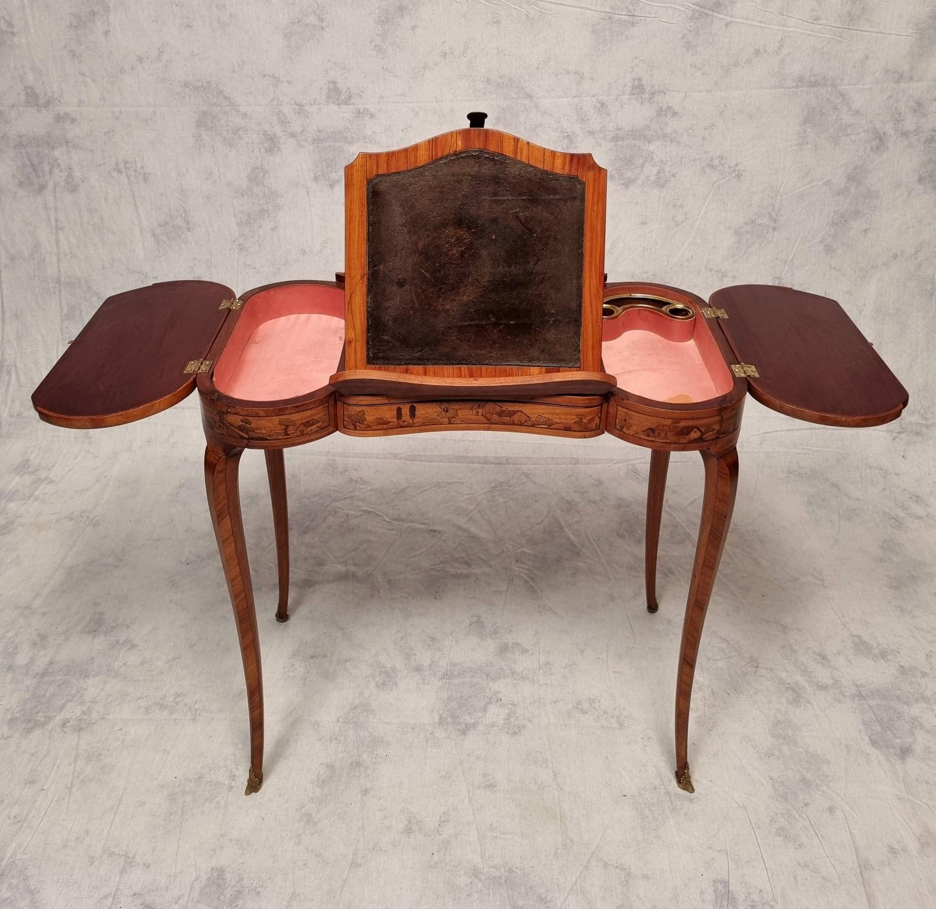 Incrusté Table à écrire de style Louis XV, bois de rose, XIXe siècle en vente